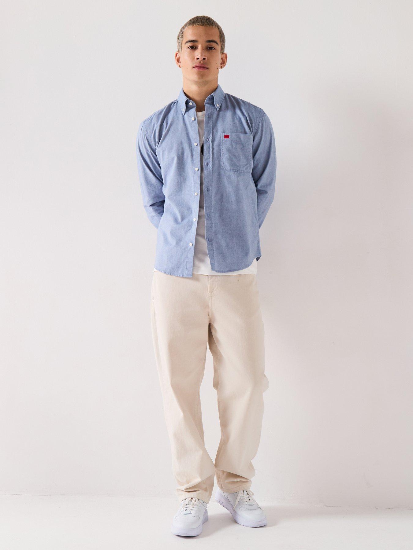 hugo-hugo-evito-slim-fit-oxford-cotton-pocket-shirt-blue