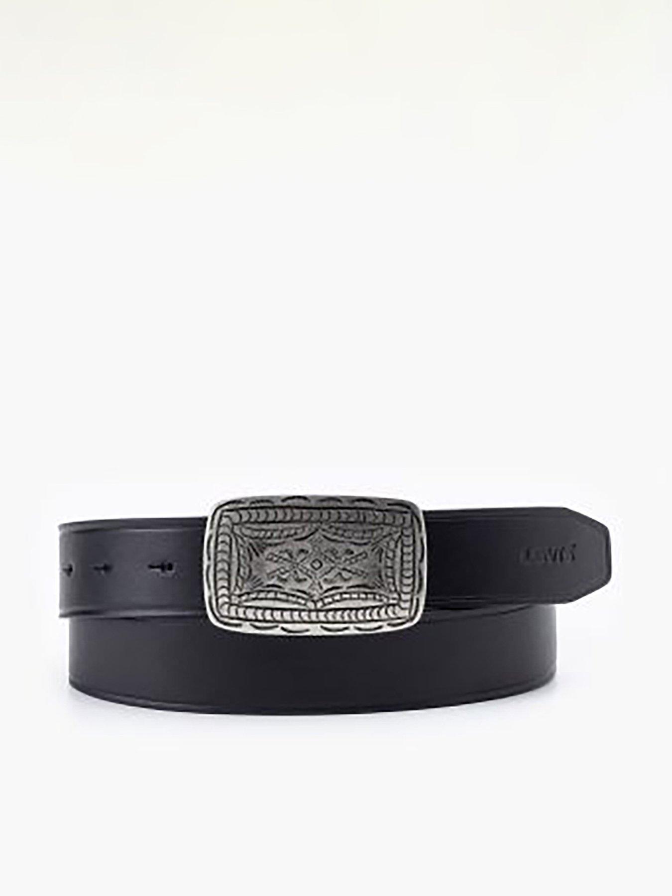 Image 1 of 3 of Levi's Western Plaque Leather Belt - Black