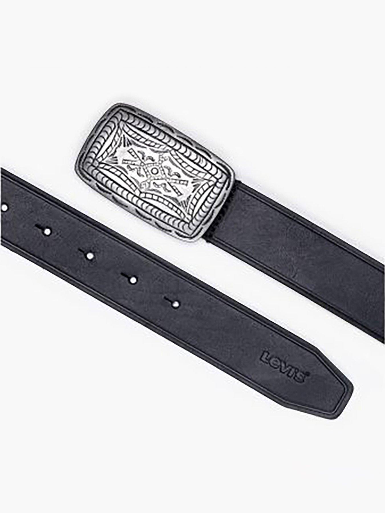 Image 3 of 3 of Levi's Western Plaque Leather Belt - Black