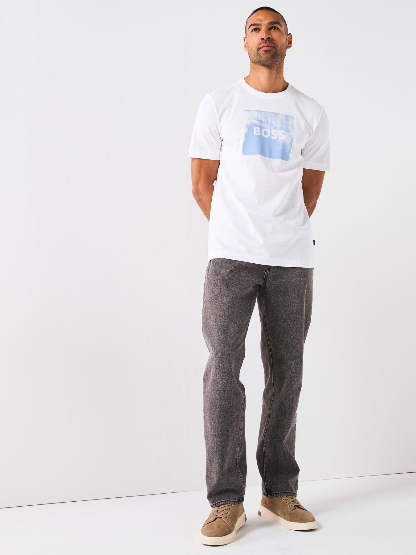 Image 3 of 5 of BOSS Wheel Regular Fit Box Logo T-Shirt - White
