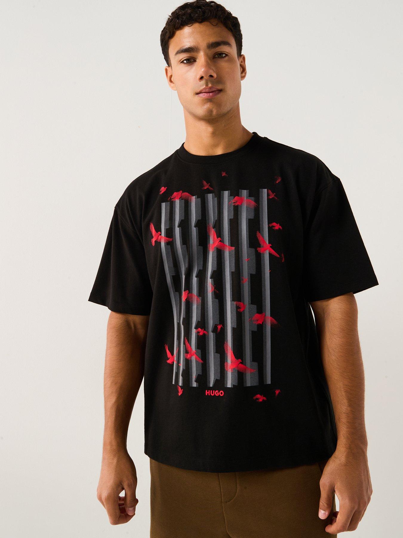Image 5 of 5 of HUGO Oversized Fit Digraph Doves Graphic T-Shirt - Black