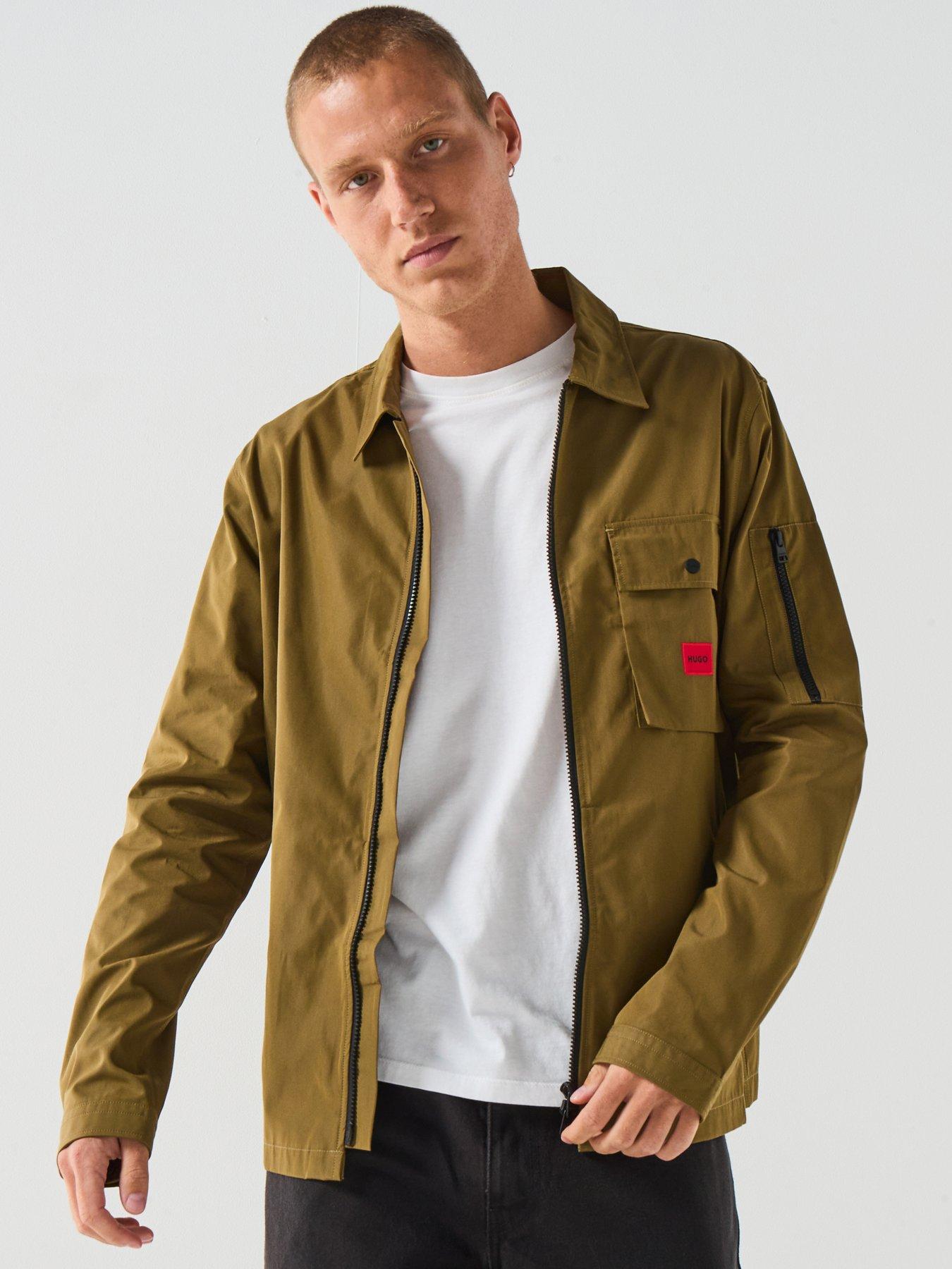 HUGO Emmond Patch Pocket Logo Zit Thru Overshirt - Green