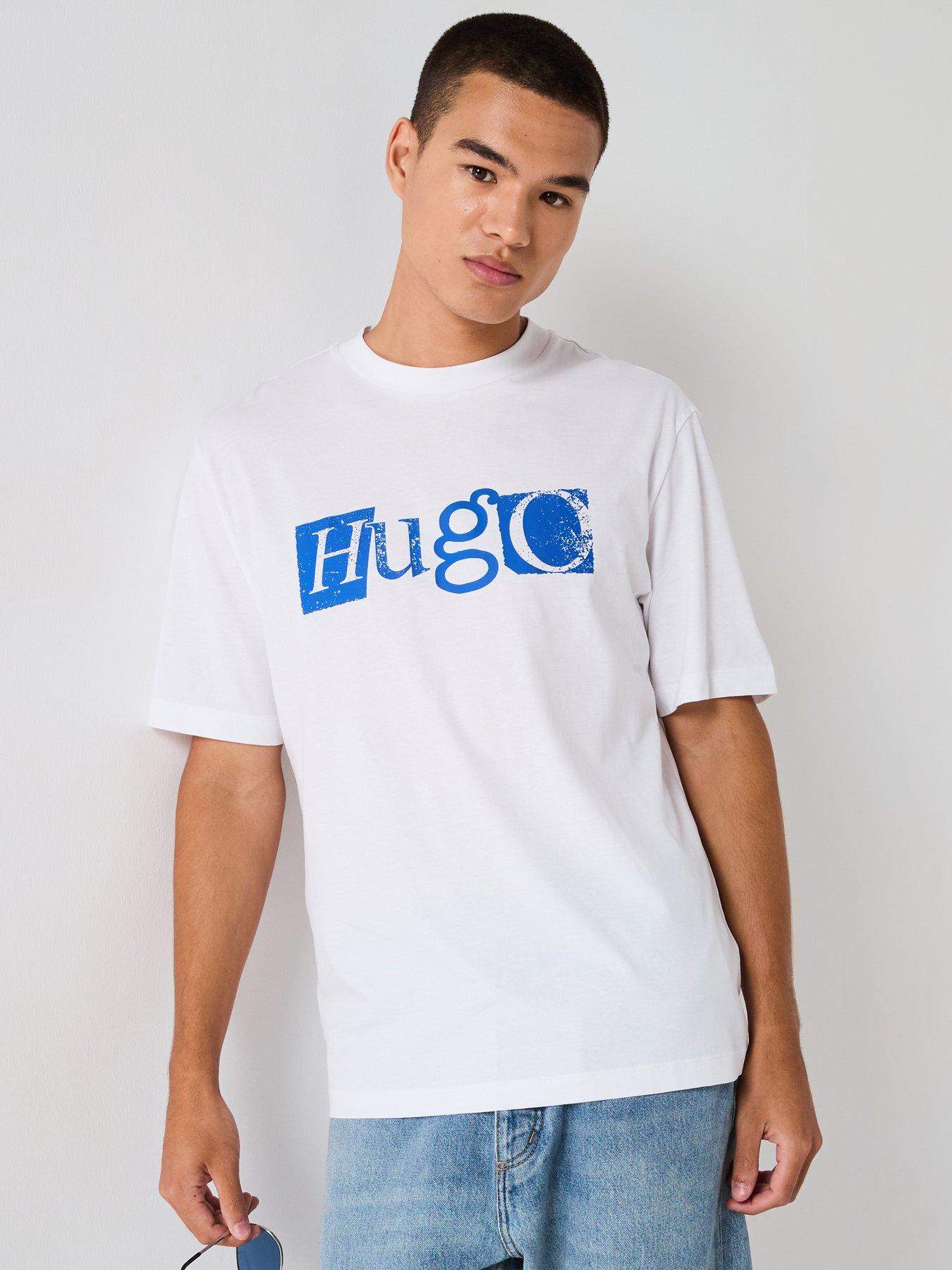HUGO Blue Nugix Relaxed Fit Stencil Logo T-Shirt - White