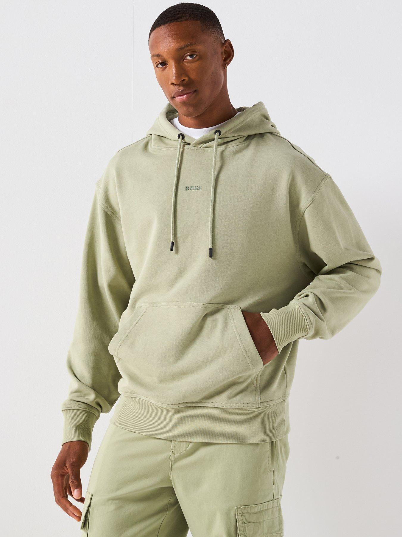 undefined Wesmallhood Regular Fit Centre Logo Overhead Hoodie - Green