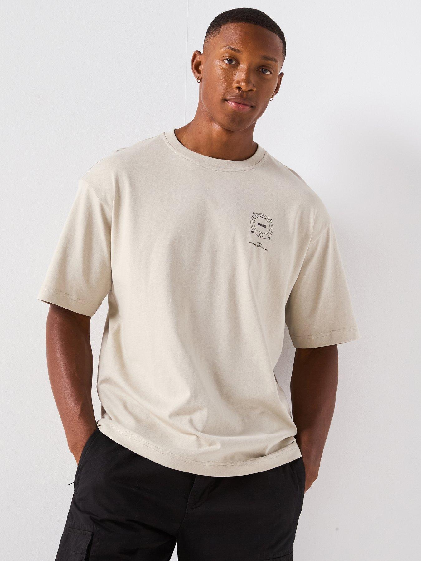 Image 5 of 6 of BOSS Voyage Relaxed Fit Dial Logo T-Shirt - Beige