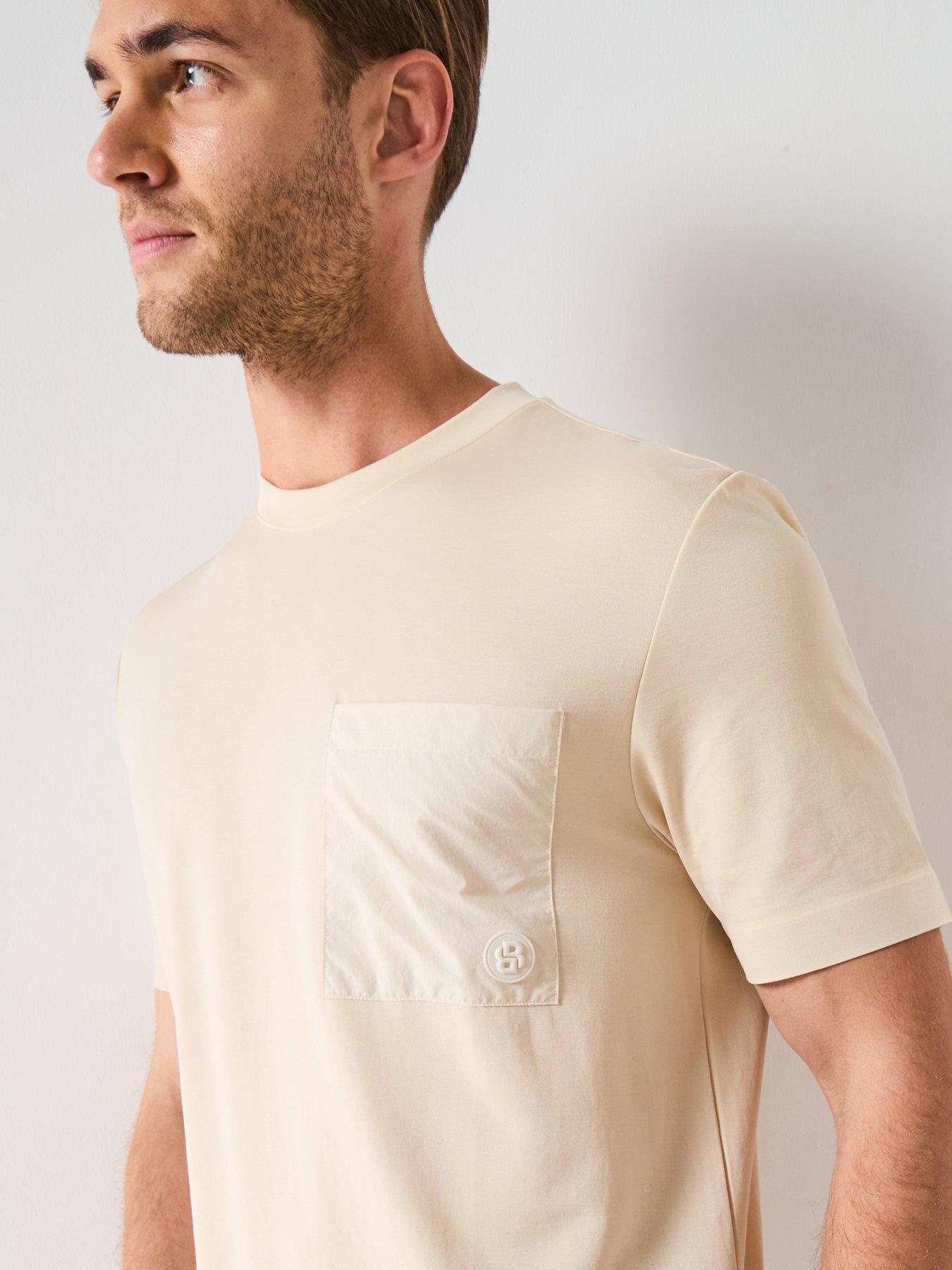 BOSS P-Taut 27 Regular Fit Rubber Pocked Tech T-Shirt - Cream