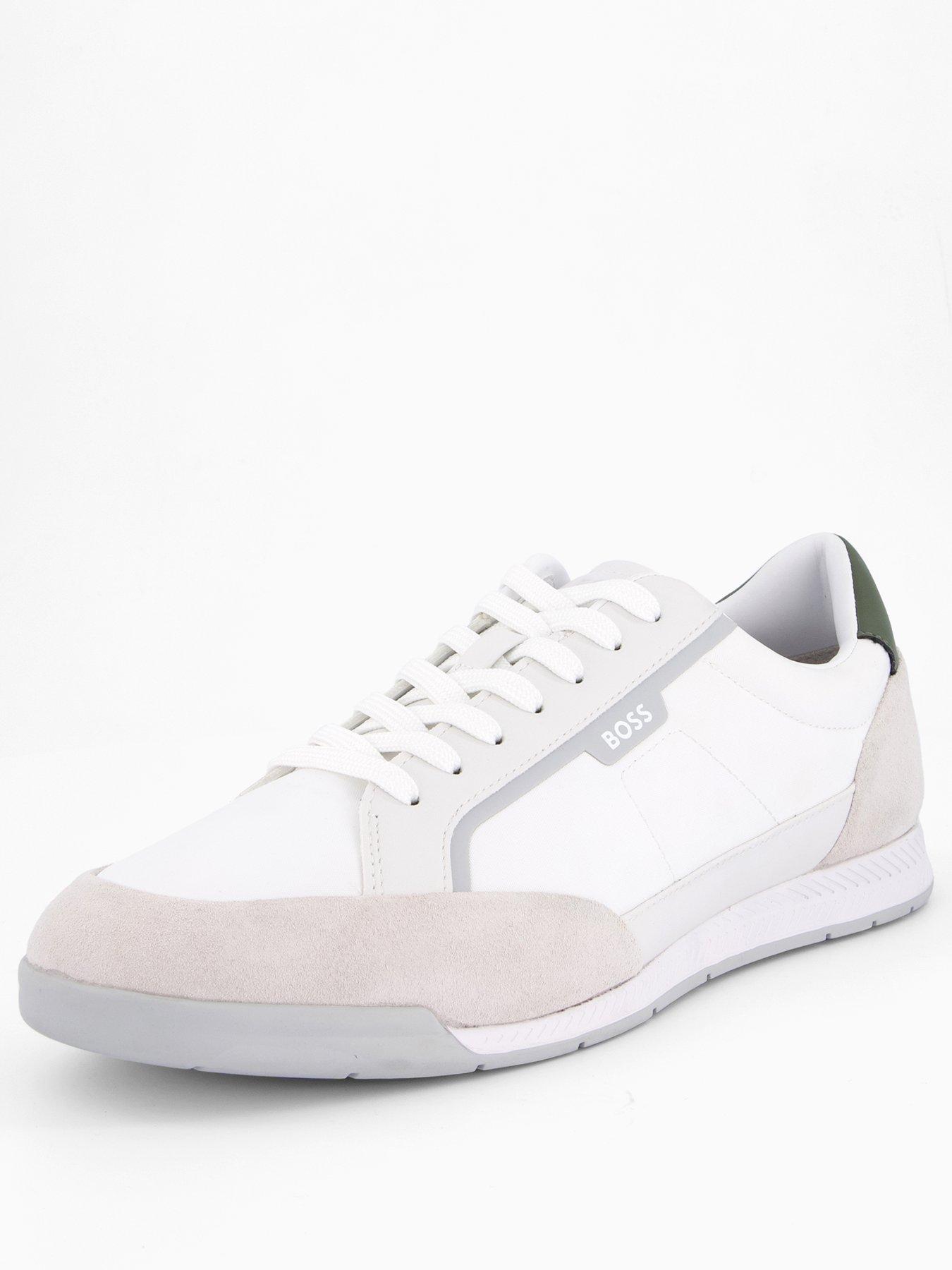 Image 2 of 7 of BOSS Nitan Suede Mesh Trainers - Off White