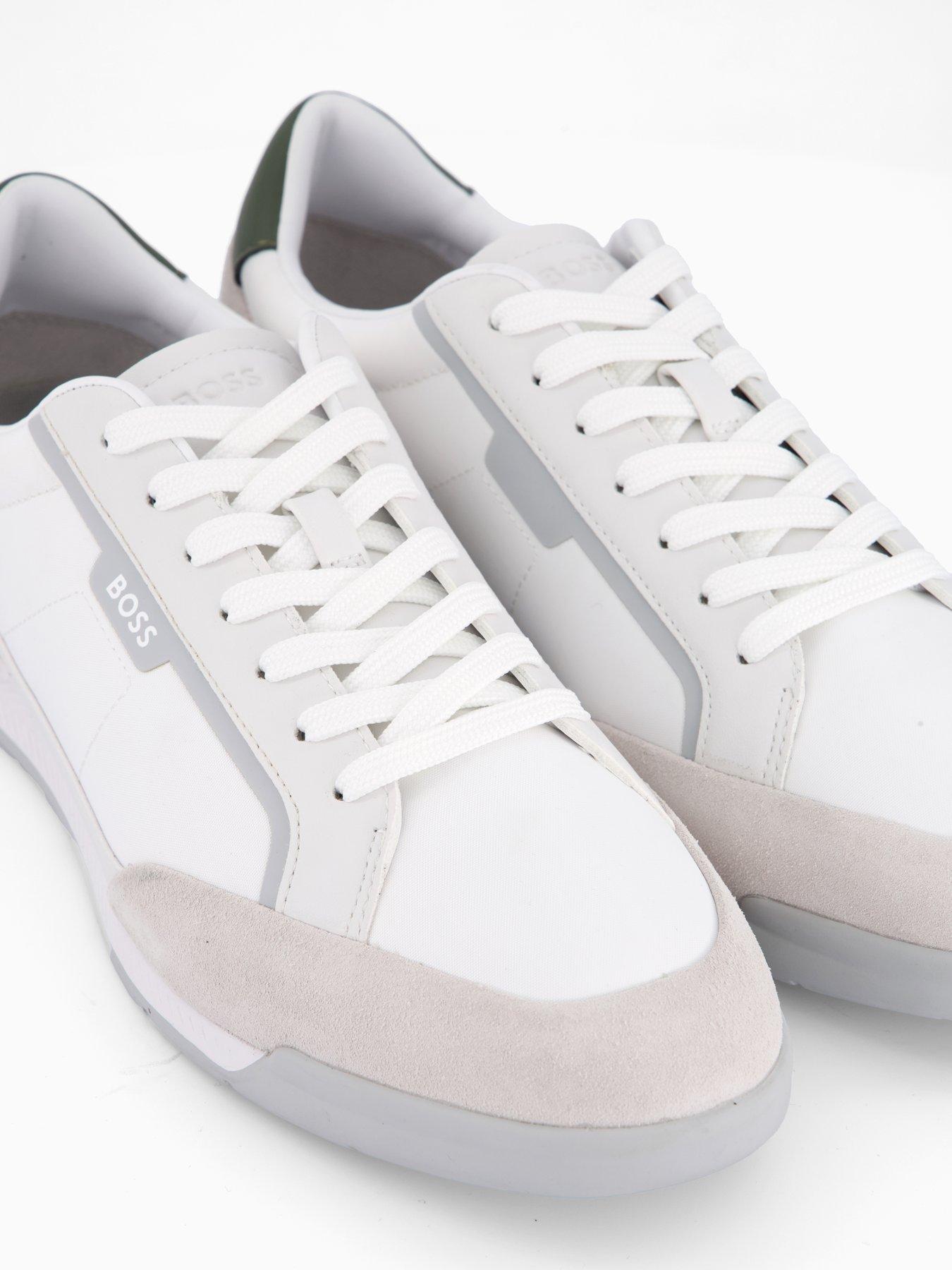 Image 6 of 7 of BOSS Nitan Suede Mesh Trainers - Off White