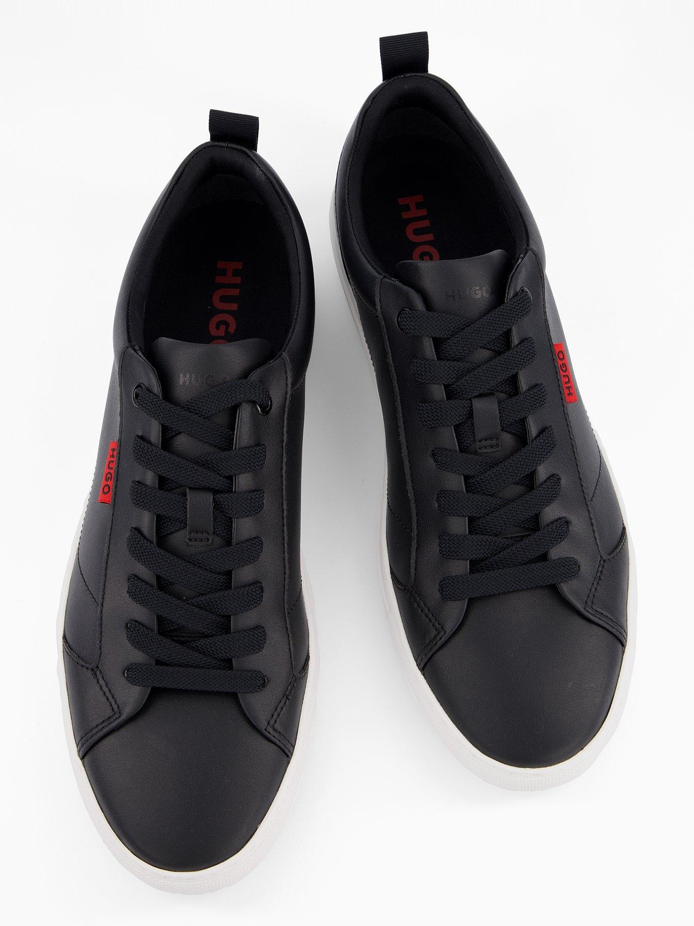 Image 3 of 7 of HUGO Morrie Leather Tennis Trainer - Black