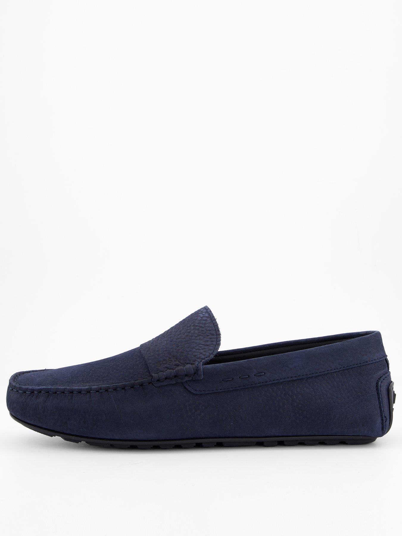 BOSS Noel Nubuck Moccasin Casual Slip Ons - Navy
