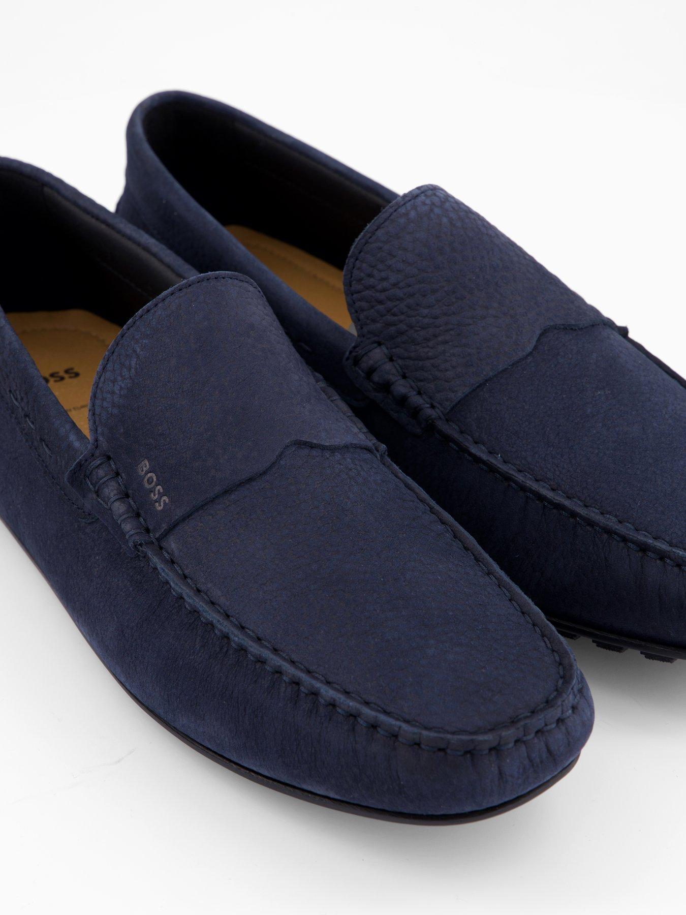 Image 6 of 7 of BOSS Noel Nubuck Moccasin Casual Slip Ons - Navy