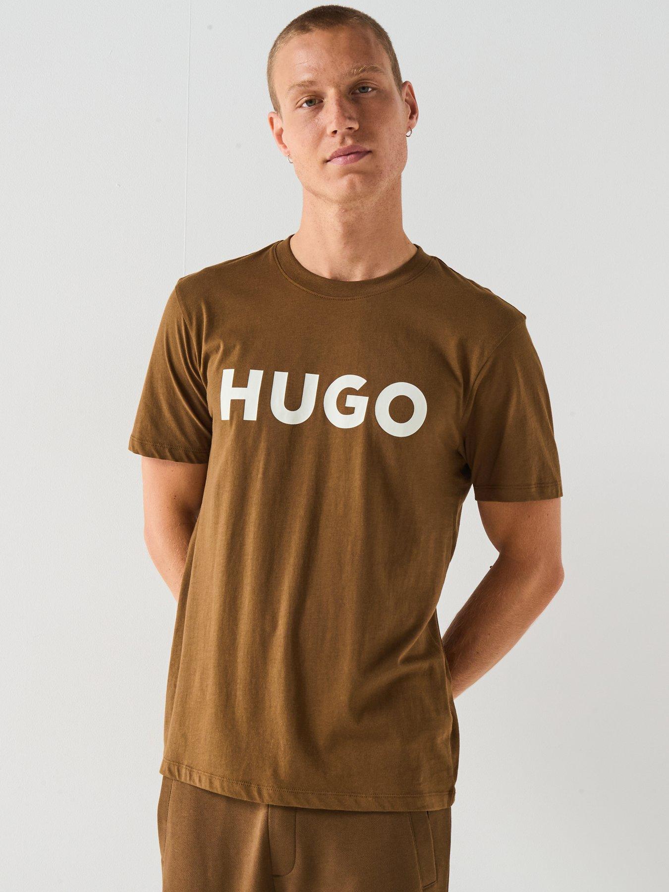 HUGO Dulivio Regular Fit Large Logo T-Shirt - Brown