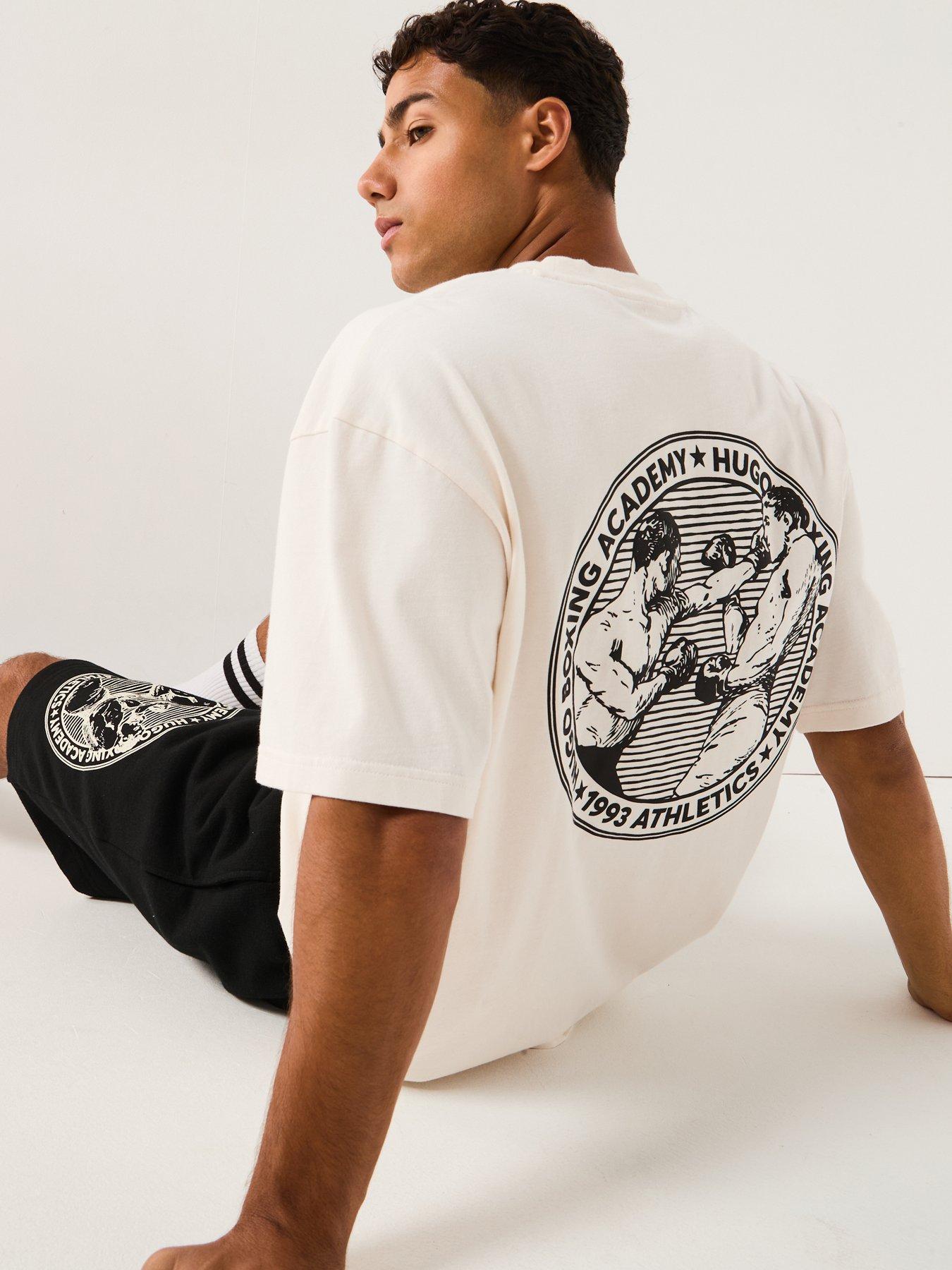Image 2 of 6 of HUGO Oversized Fit Back Print Dwresto Sport Print T-Shirt - White