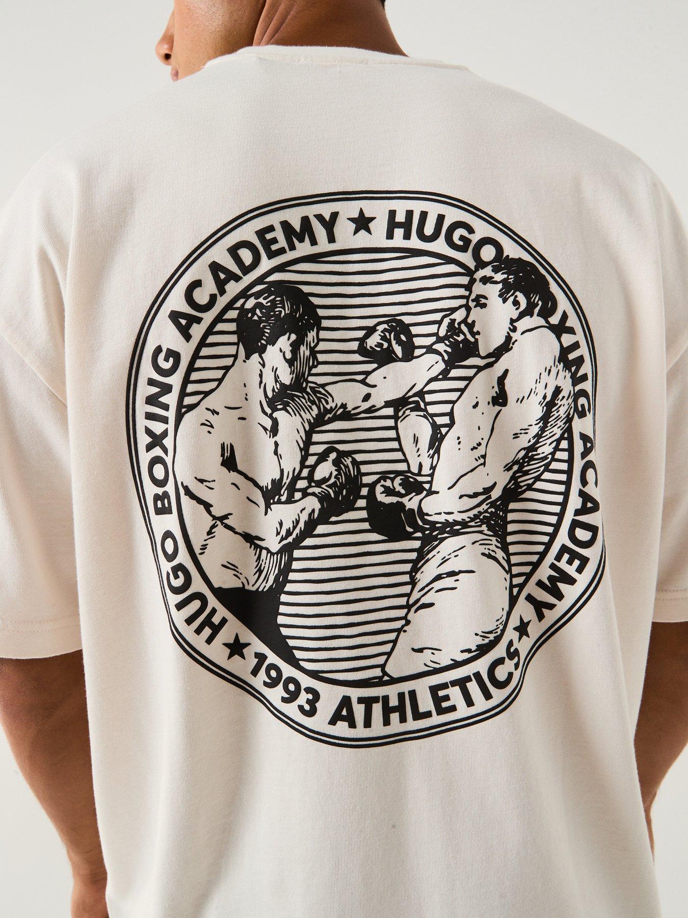 Image 4 of 6 of HUGO Oversized Fit Back Print Dwresto Sport Print T-Shirt - White