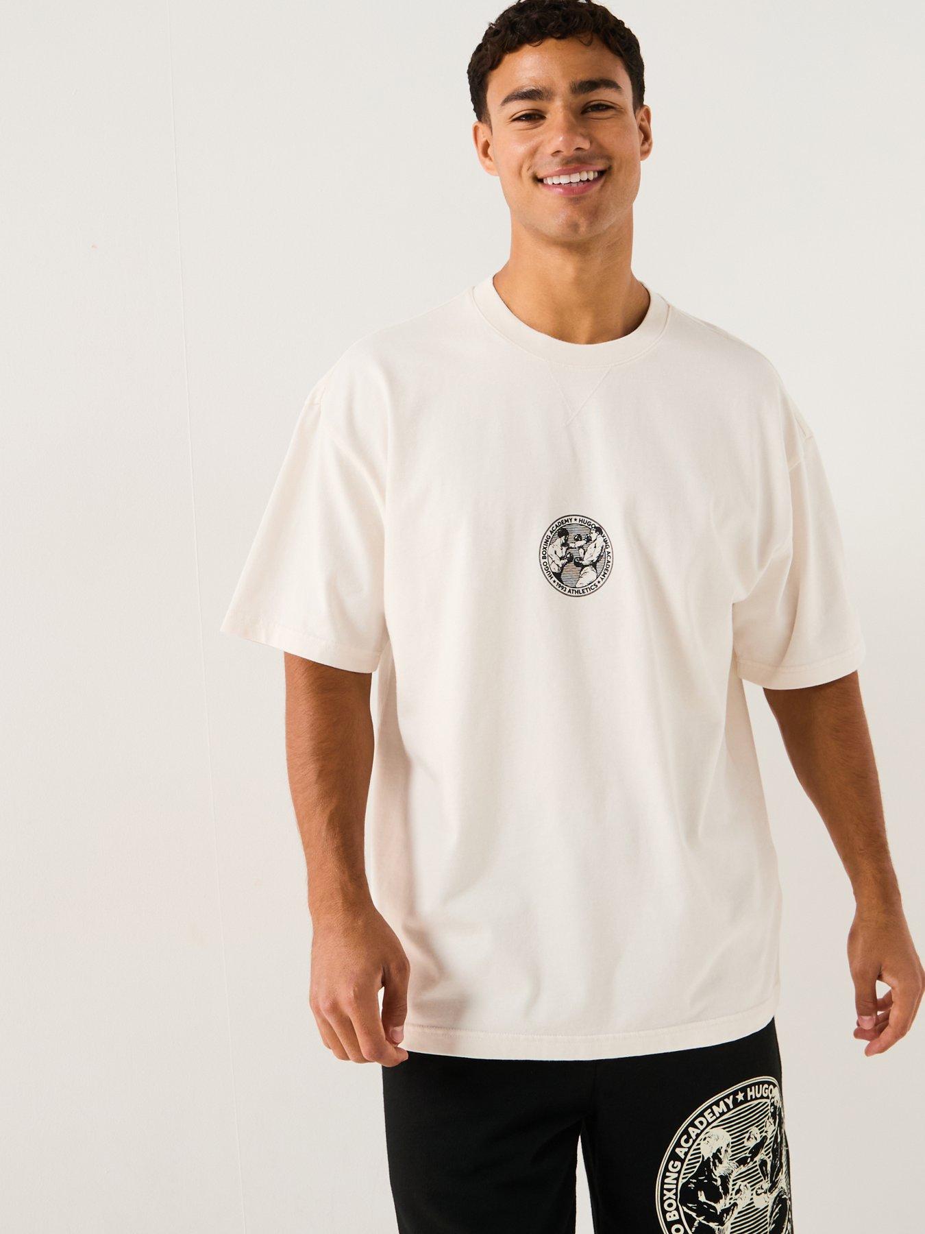 Image 6 of 6 of HUGO Oversized Fit Back Print Dwresto Sport Print T-Shirt - White