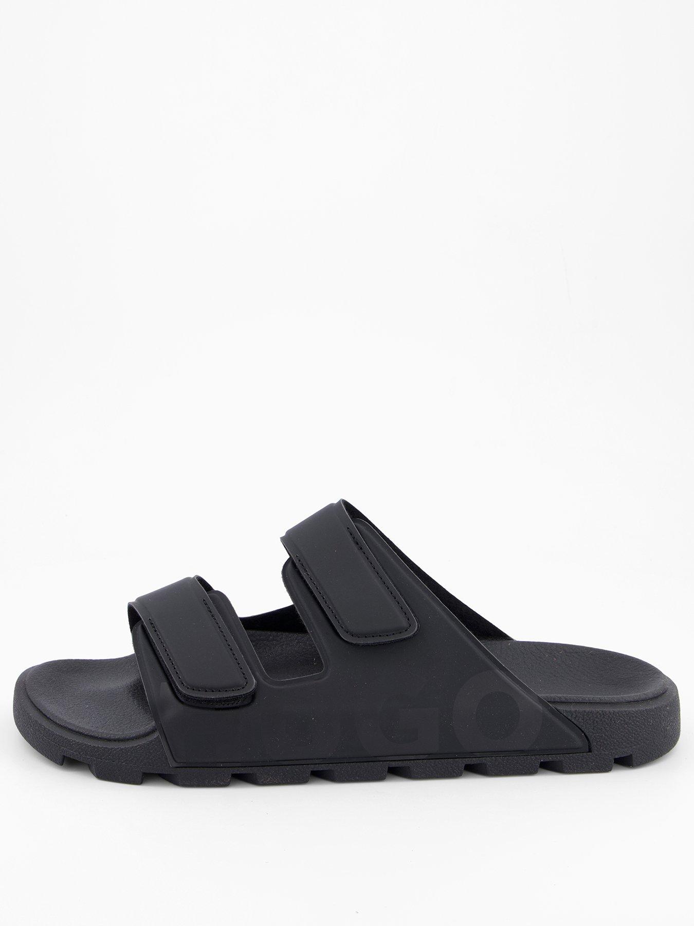 Image 2 of 6 of HUGO Hugo Evander Two Strap Logo Sandals - Black