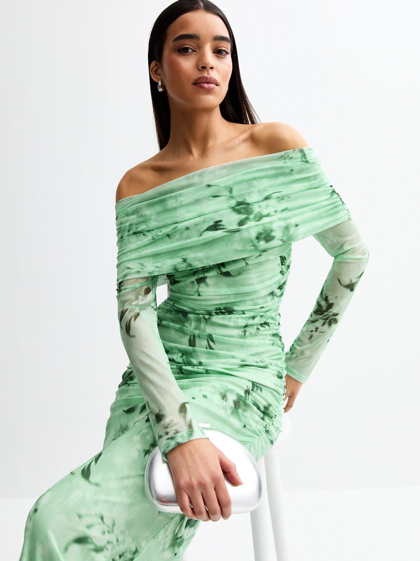 knee length dresses for ladies Violeta Green Floral Midi Dress main image 1