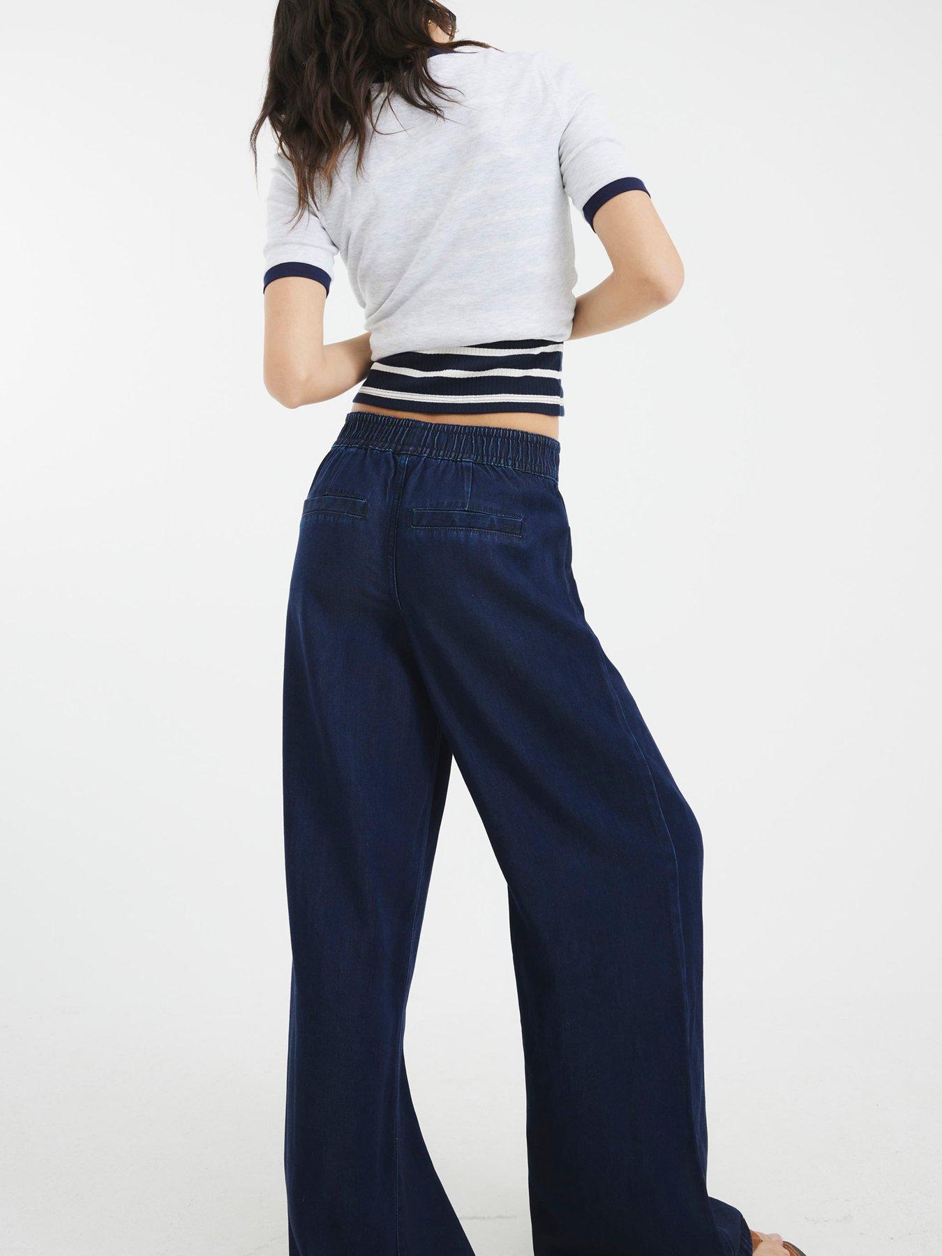 Image 2 of 4 of River Island Wide Leg Pants - Blue