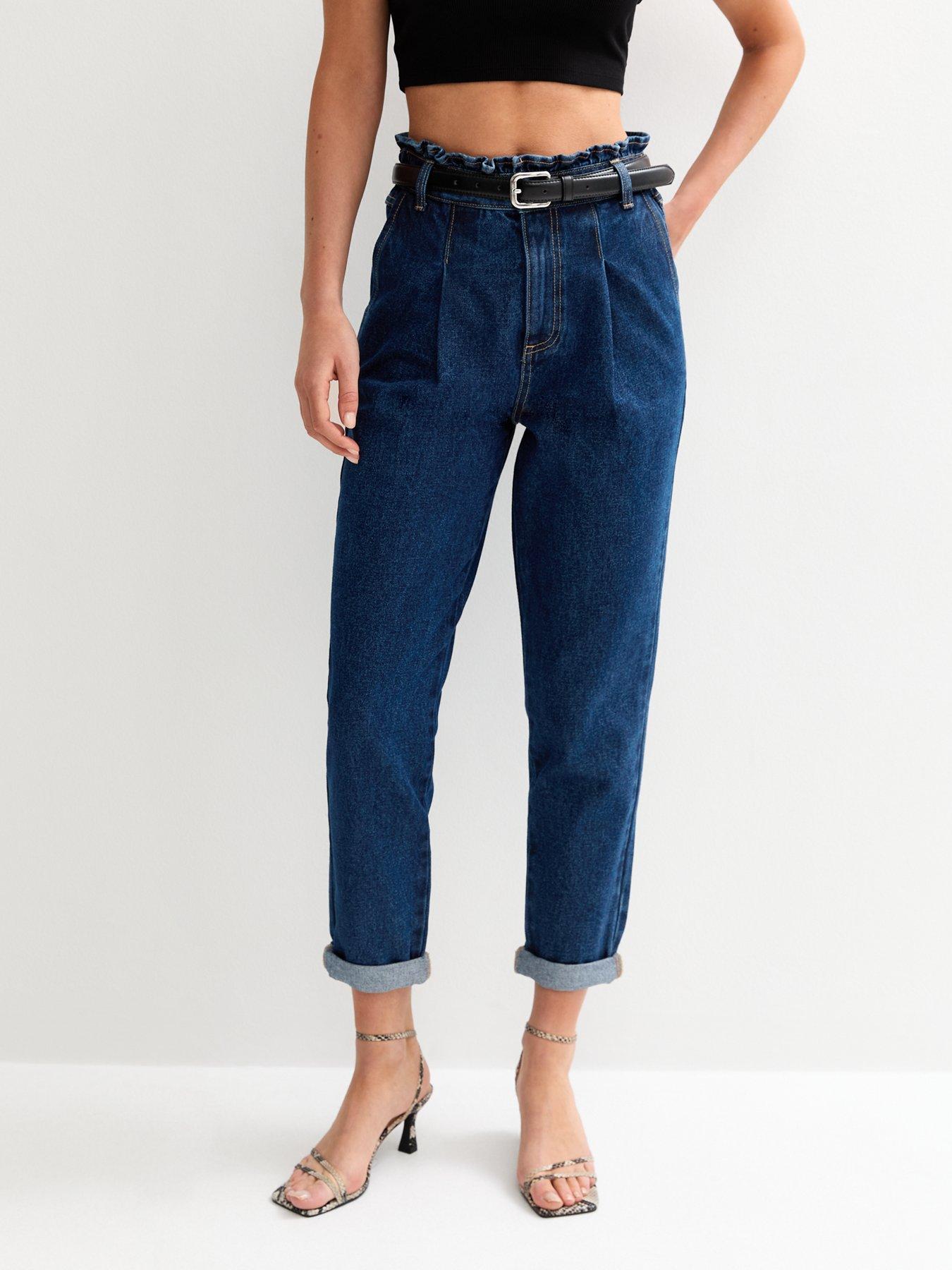 Image of New Look Blue Denim Paperbag Waist Jeans