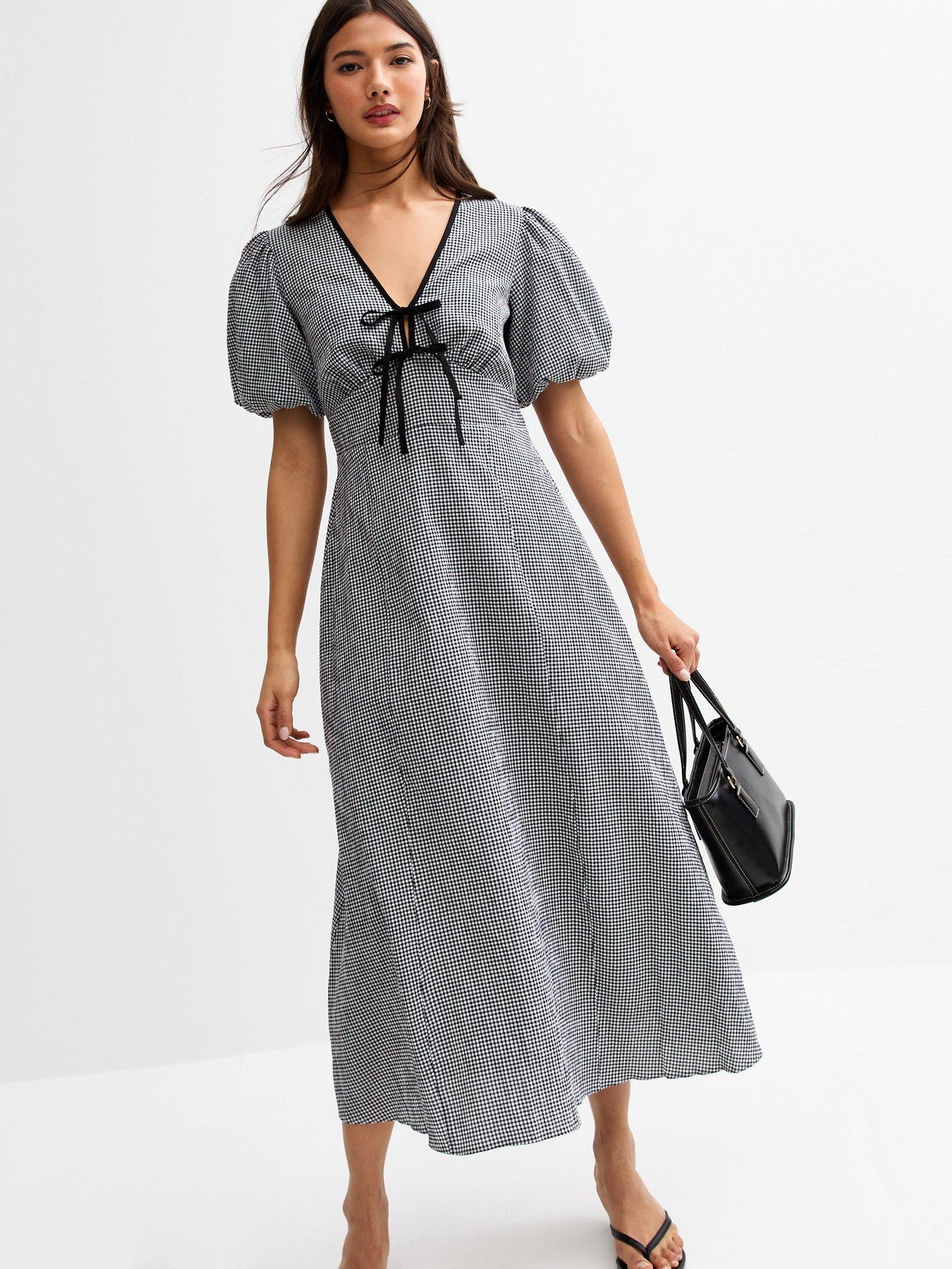 new-look-gingham-check-tie-neck-midi-dress-blackback