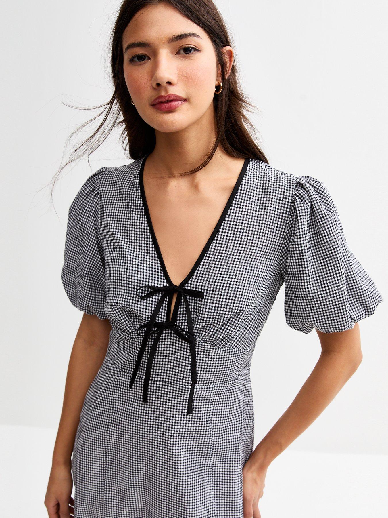 new-look-gingham-check-tie-neck-midi-dress-blackoutfit