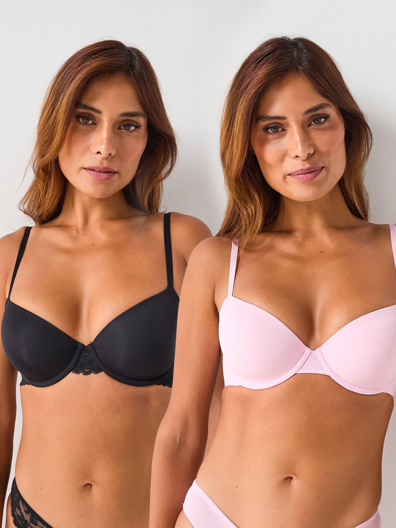 DORINA Willa 2pk Plight Padded Demi Bra - Black/Pink