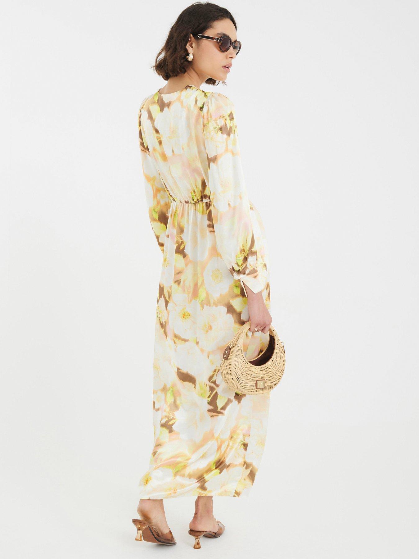 Image 2 of 4 of River Island Twist Front Maxi Dress - Cream