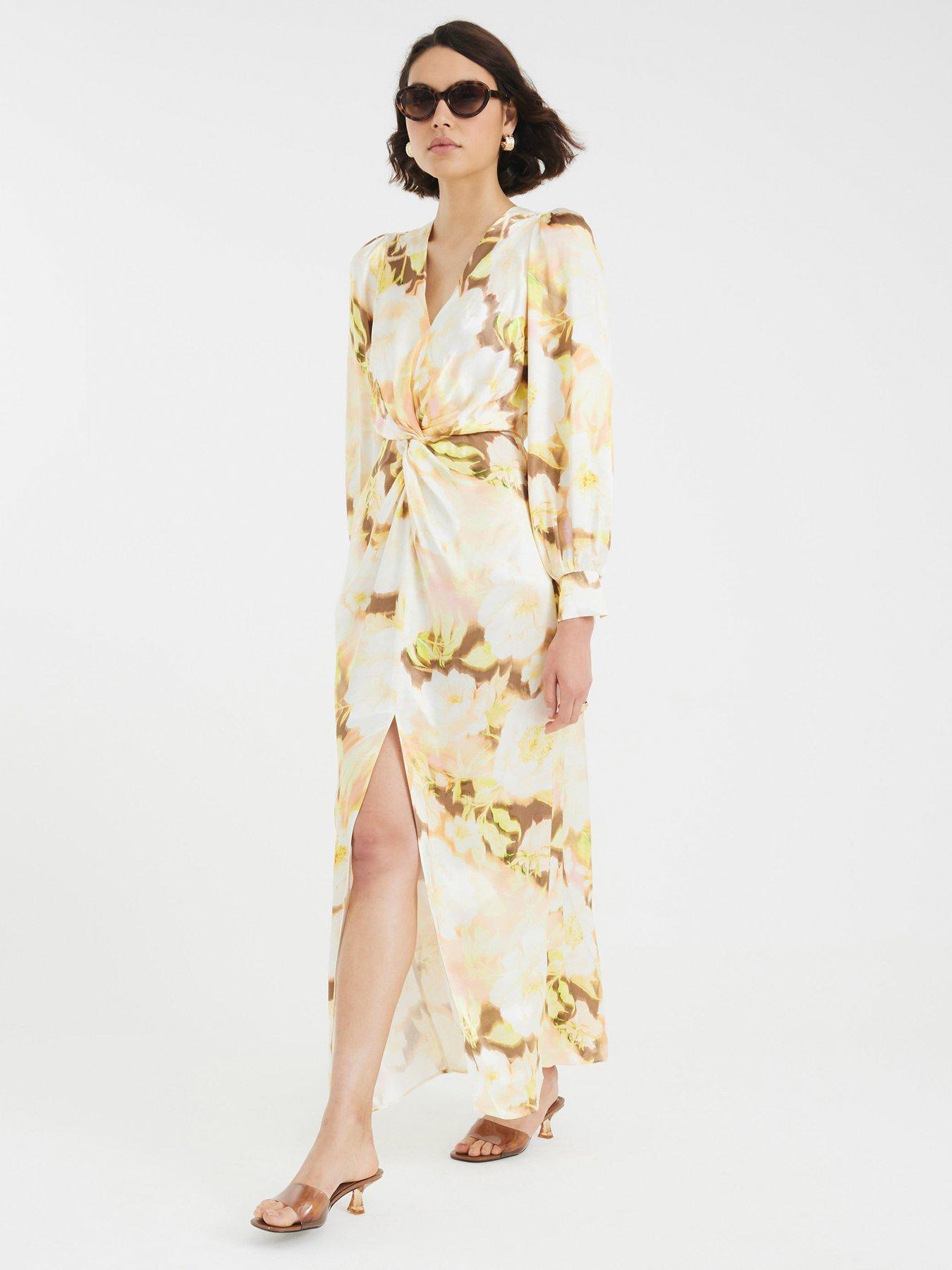 Image 3 of 4 of River Island Twist Front Maxi Dress - Cream