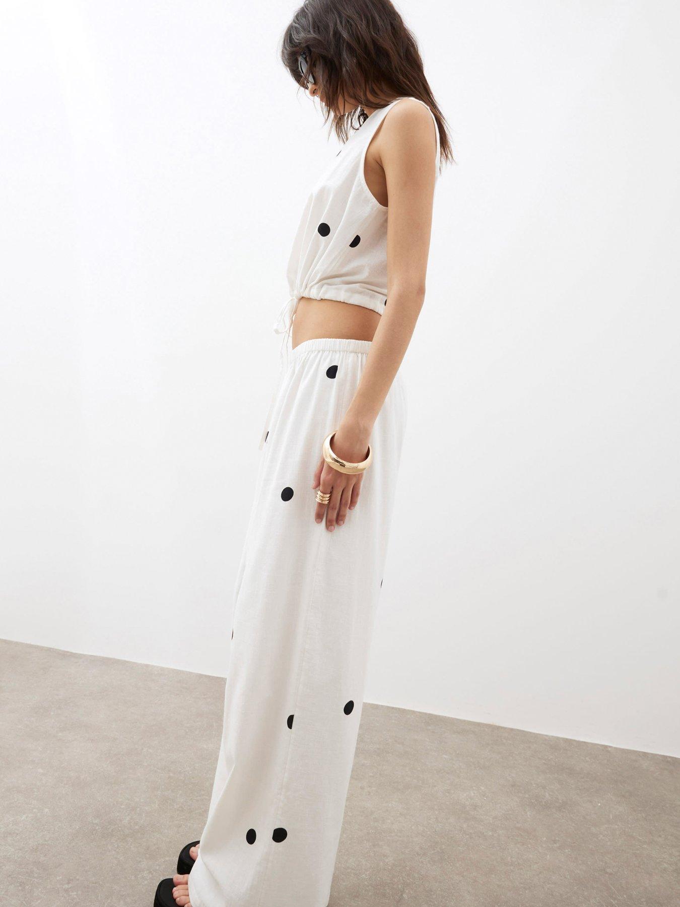 River Island Printed Trouser - Cream