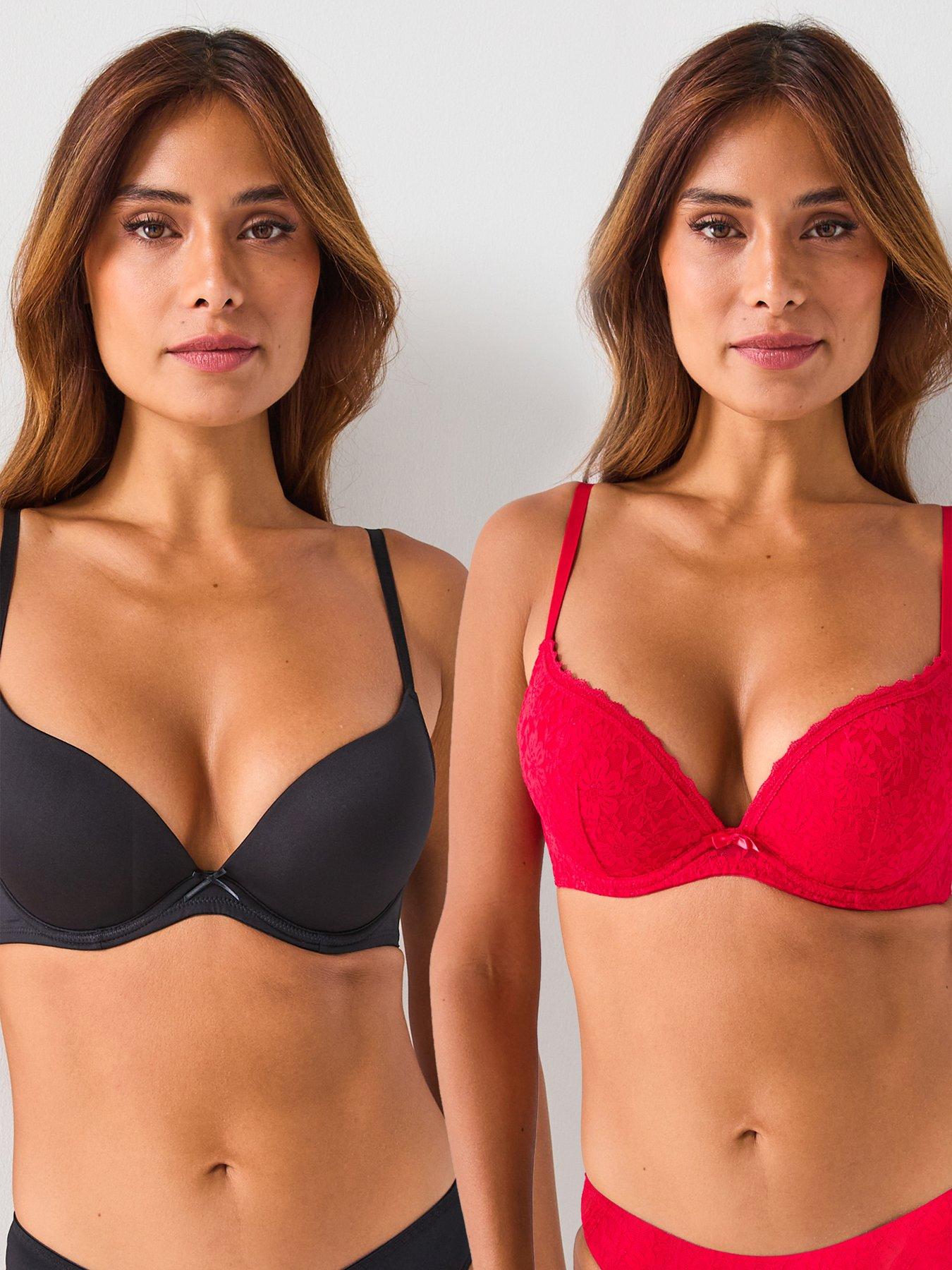 DORINA Doring Sonia 2pk Push Up Plung Bra - Red/Black