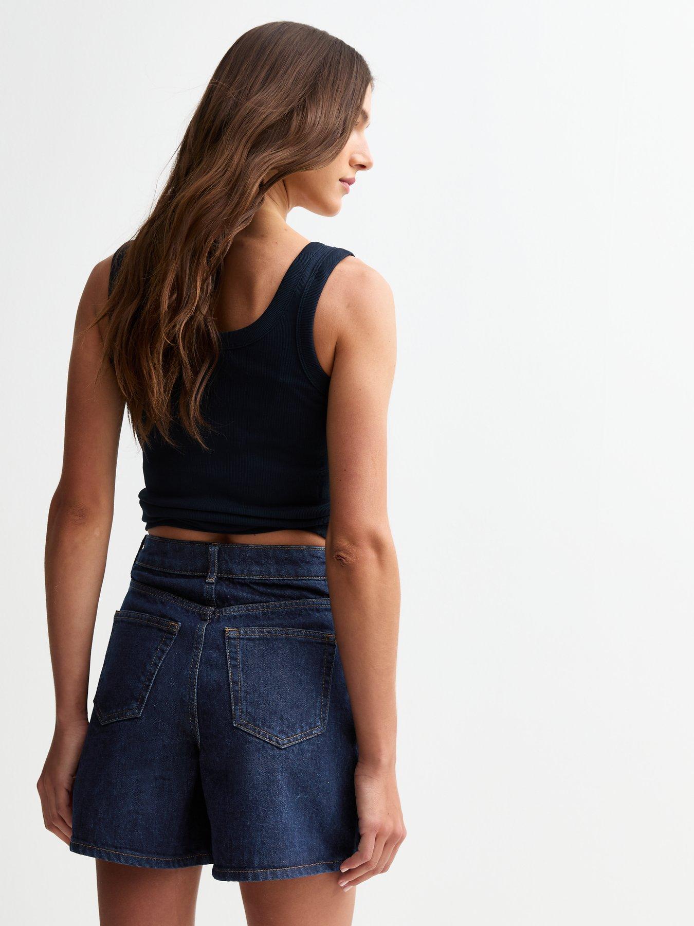 new-look-navy-a-line-denim-shorts-bluestillFront