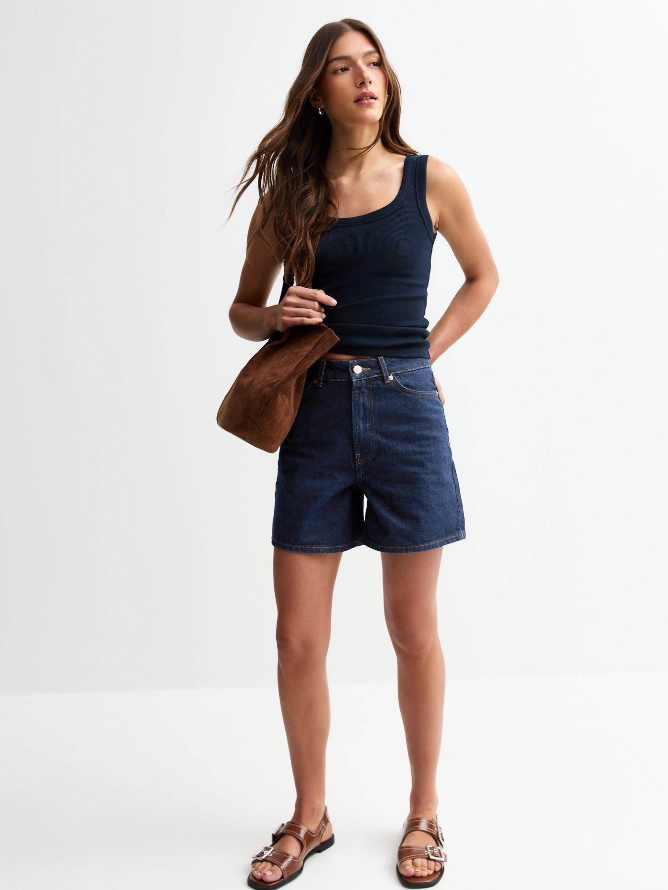 new-look-navy-a-line-denim-shorts-blueback