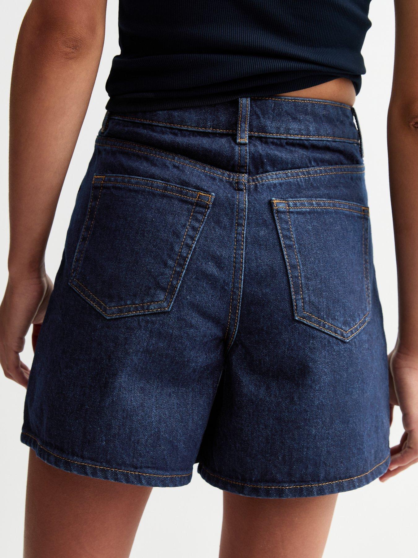 new-look-navy-a-line-denim-shorts-bluedetail