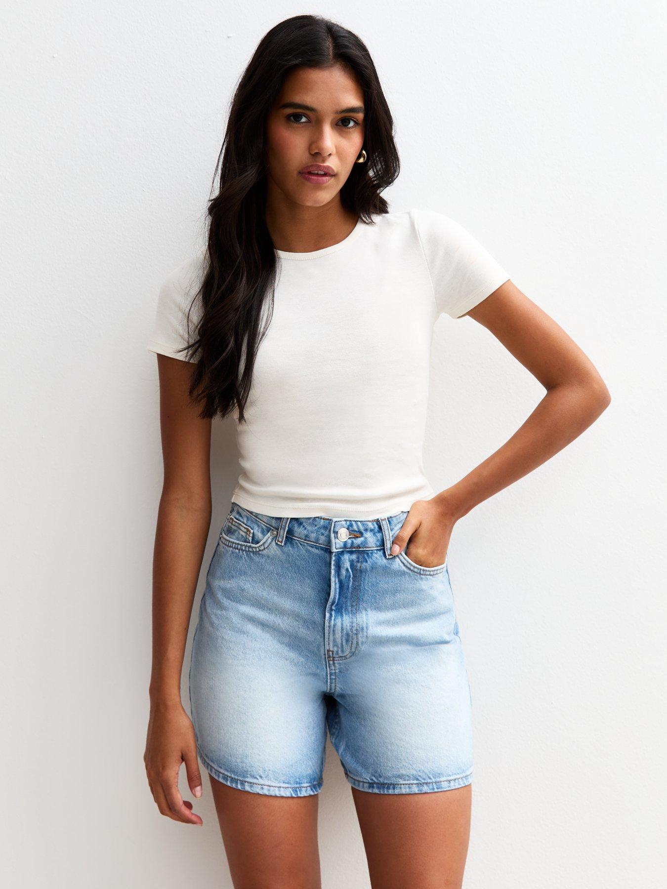 New Look Light Blue A-line Denim Shorts
