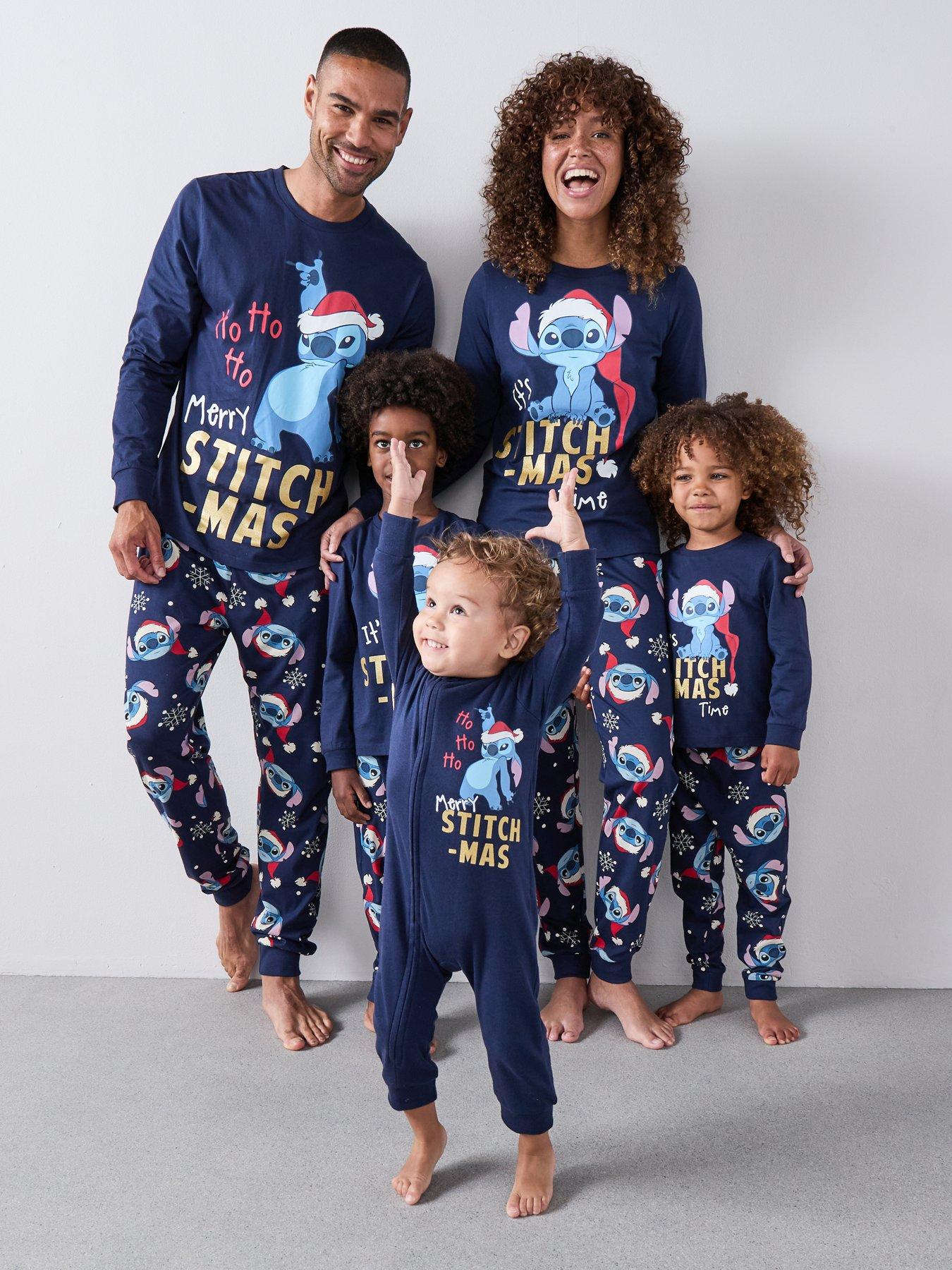 Image 1 of 5 of Disney Lilo & Stitch Baby Disney Lilo &amp; Stitch Festive Family Sleepsuit - Blue