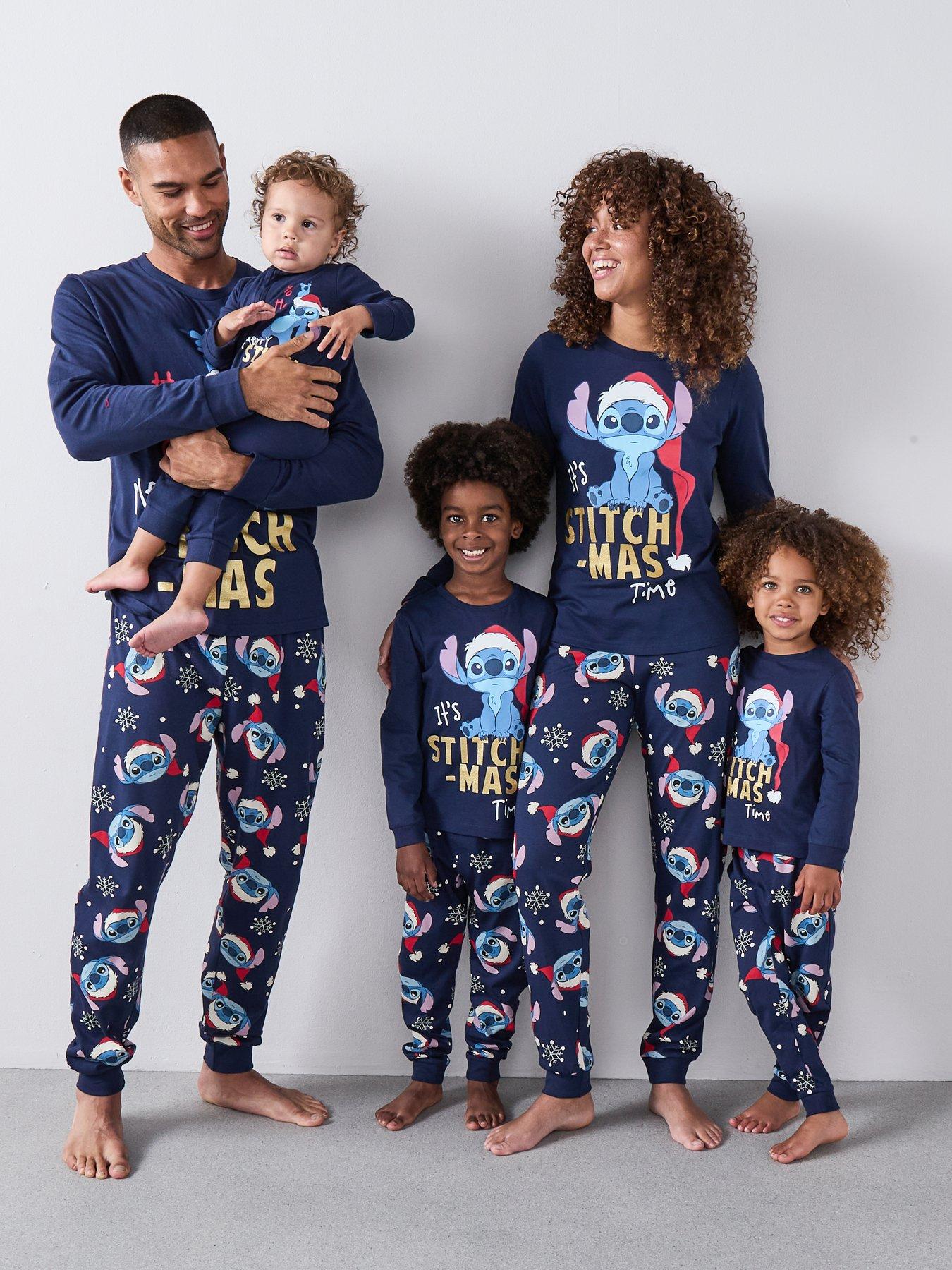 Image 1 of 5 of Disney Lilo & Stitch Kids Disney Lilo &amp; Stitch Festive Family Pyjamas - Blue