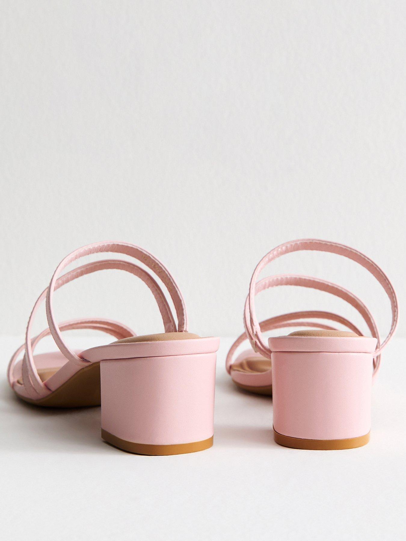 Image 3 of 5 of New Look Faux Leather Block Heel Mule Sandals - Pink