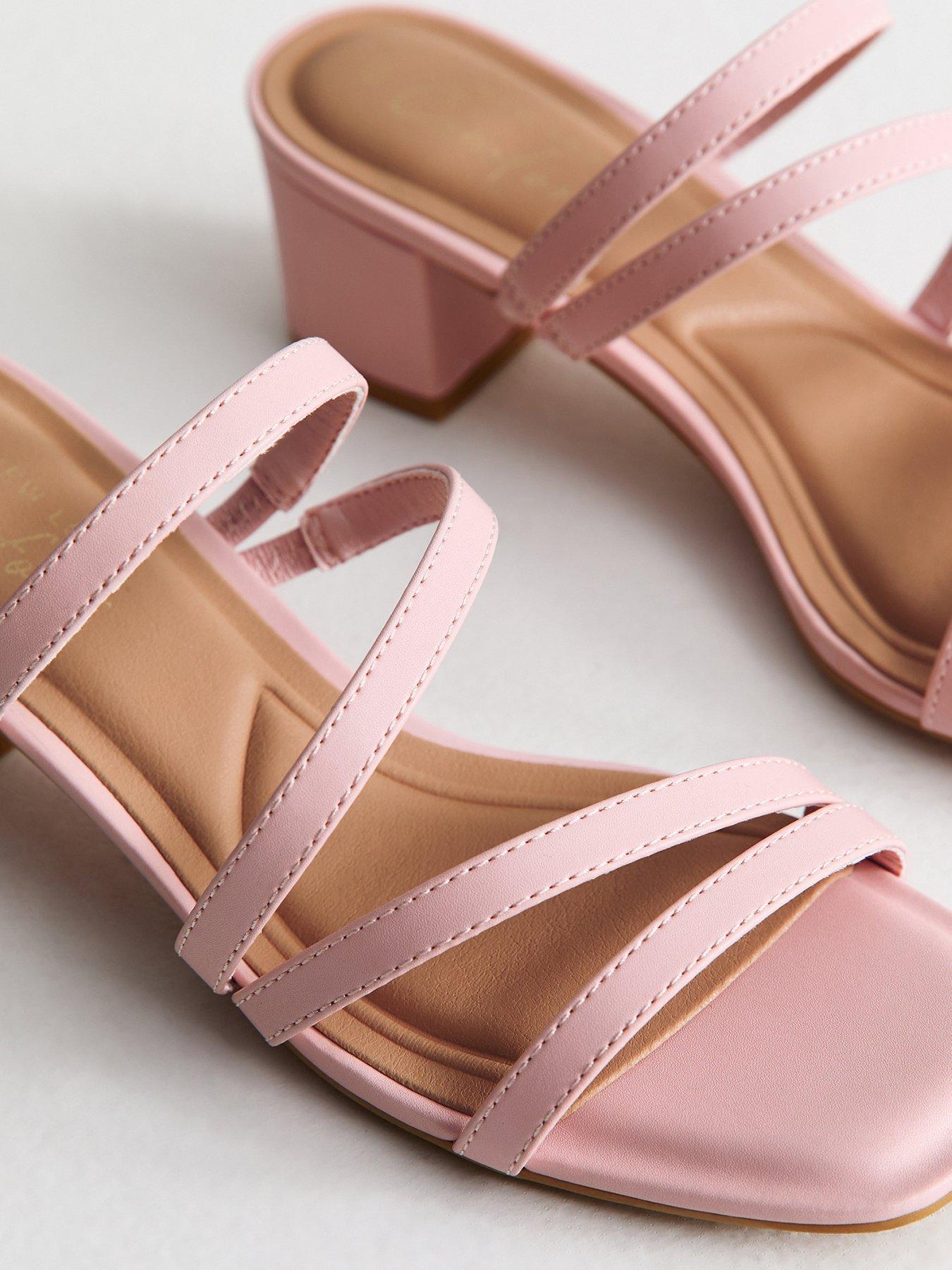 Image 4 of 5 of New Look Faux Leather Block Heel Mule Sandals - Pink