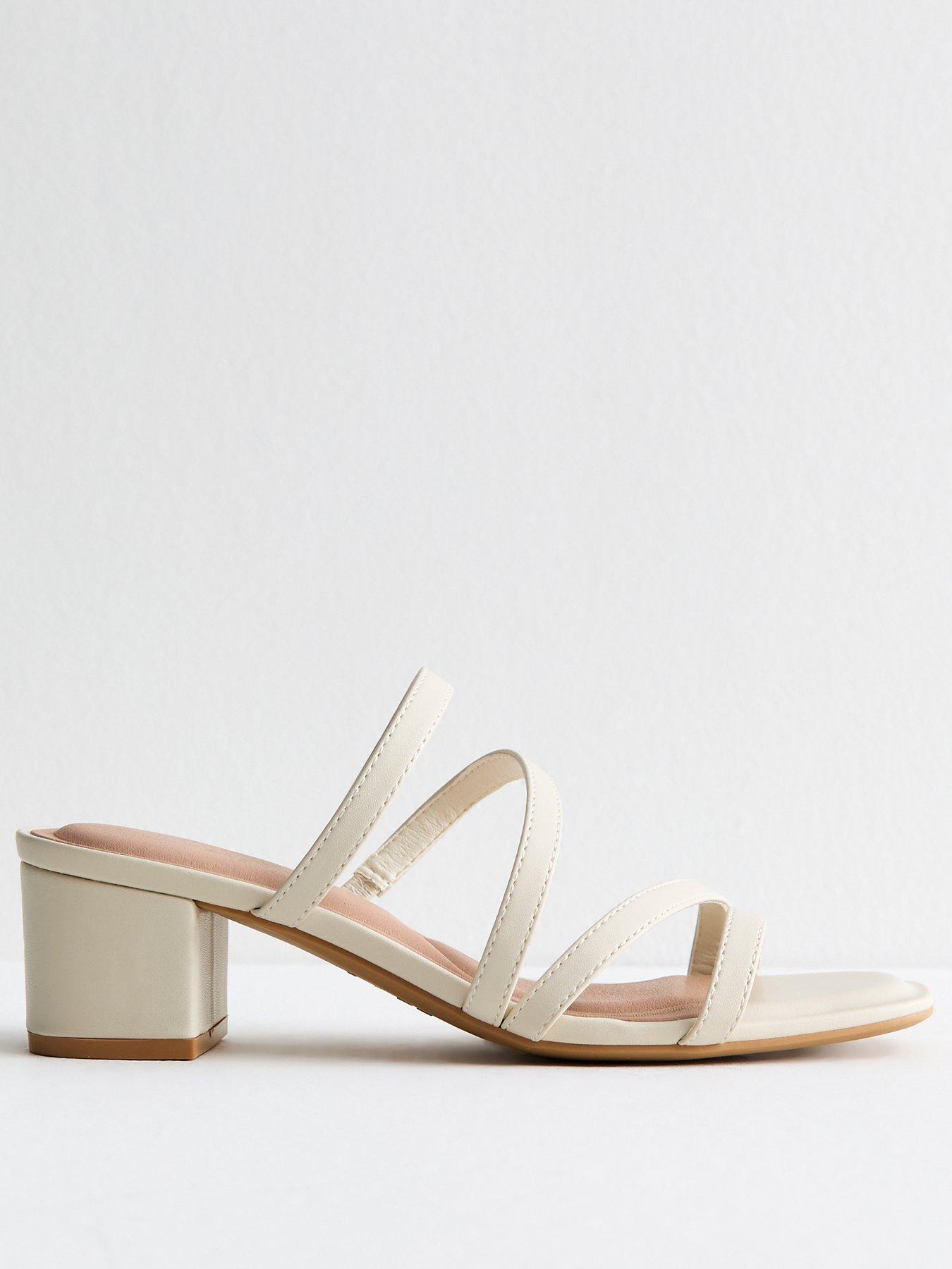 New Look Faux Leather Block Heel Mule Sandals - Off White