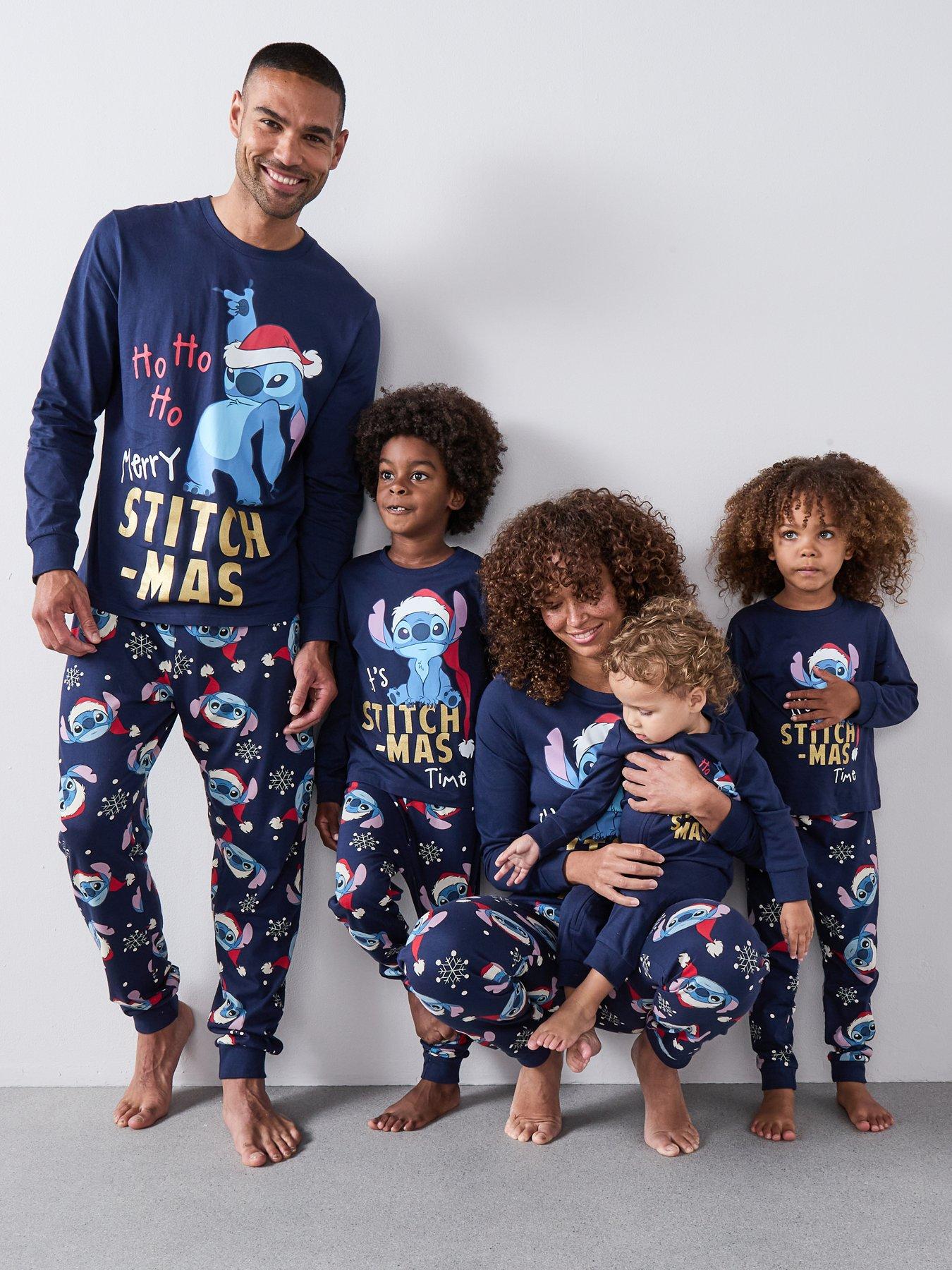 The Very Collection Mens Disney Lilo  &  Stitch Festive Family Pyjamas - Blue