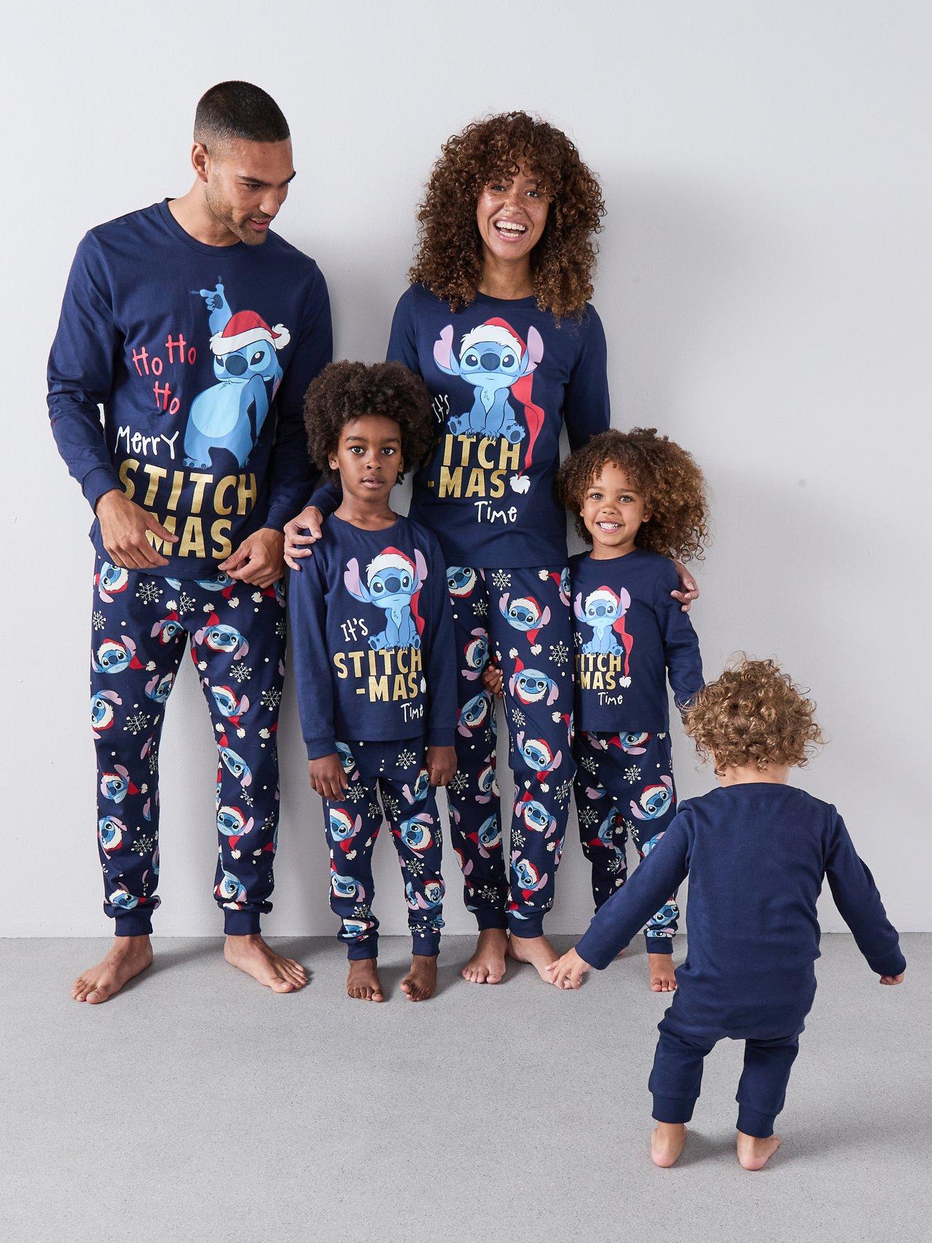 The Very Collection Ladies Disney Lilo  &  Stitch Festive Family Pyjamas - Blue