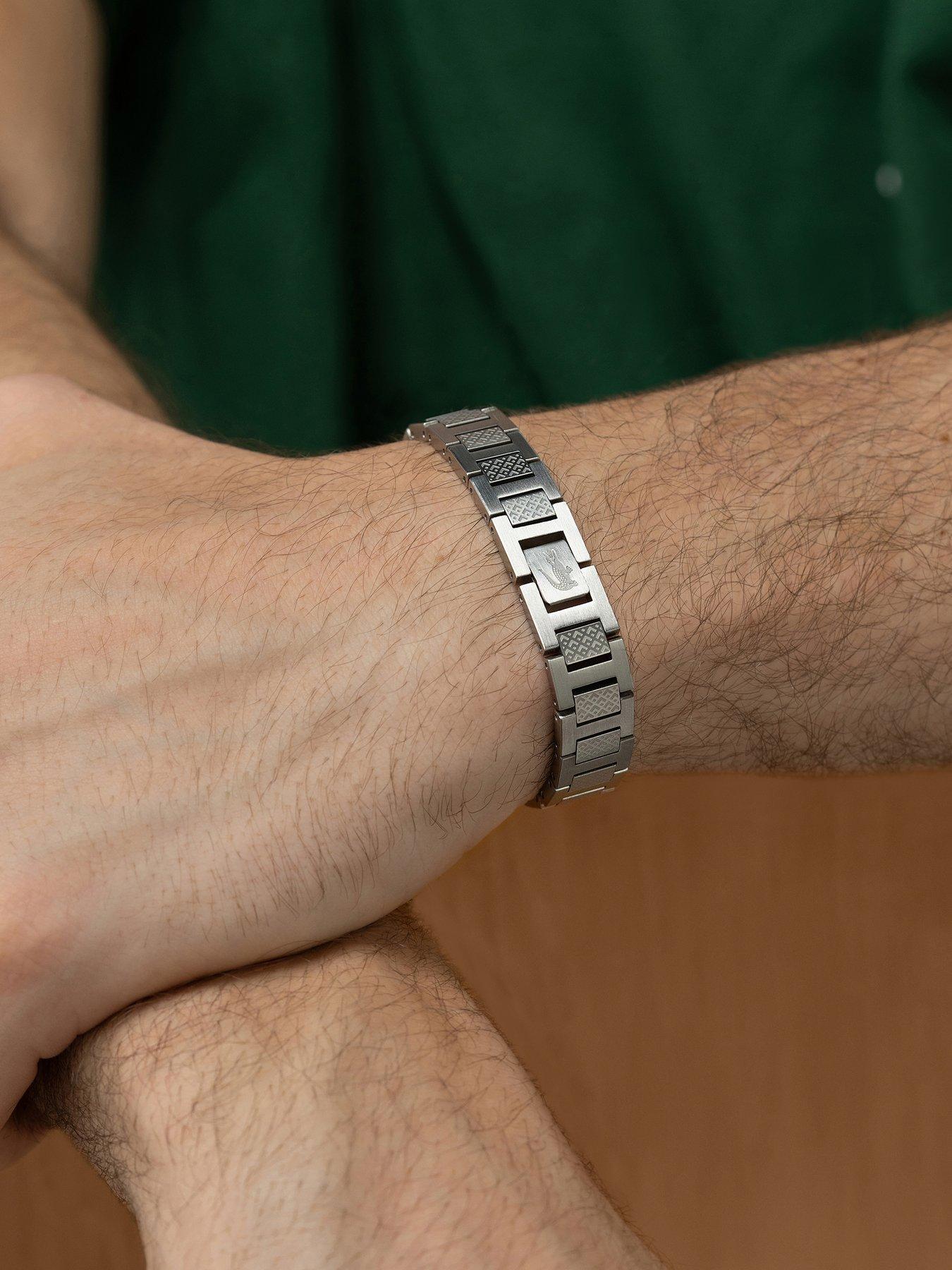 Image 3 of 4 of Lacoste Mens Metropole Stainless Steel H-Link Bracelet - Silver