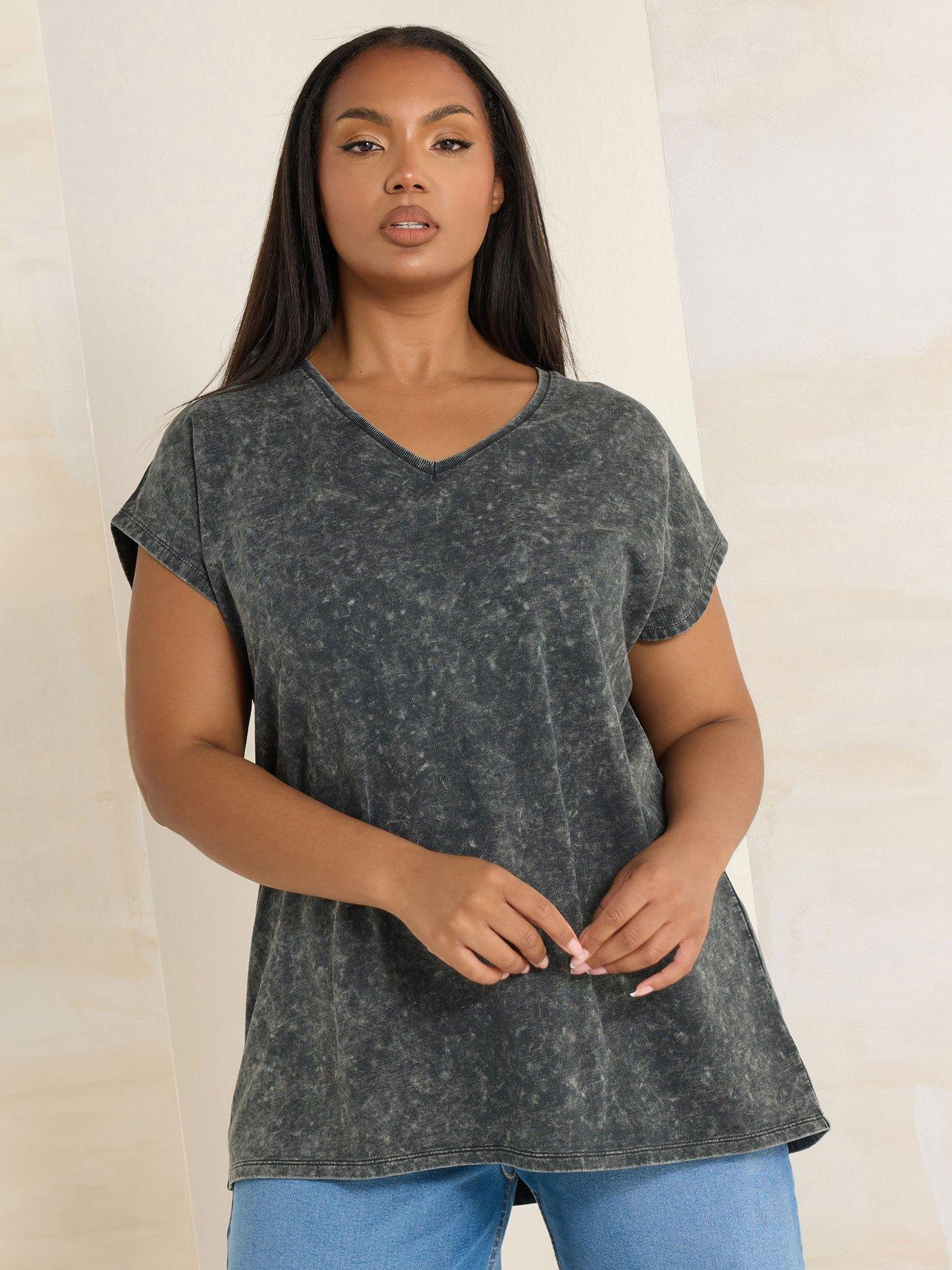 Image 1 of 4 of Yours Curve Heavy Weight Top - Grey