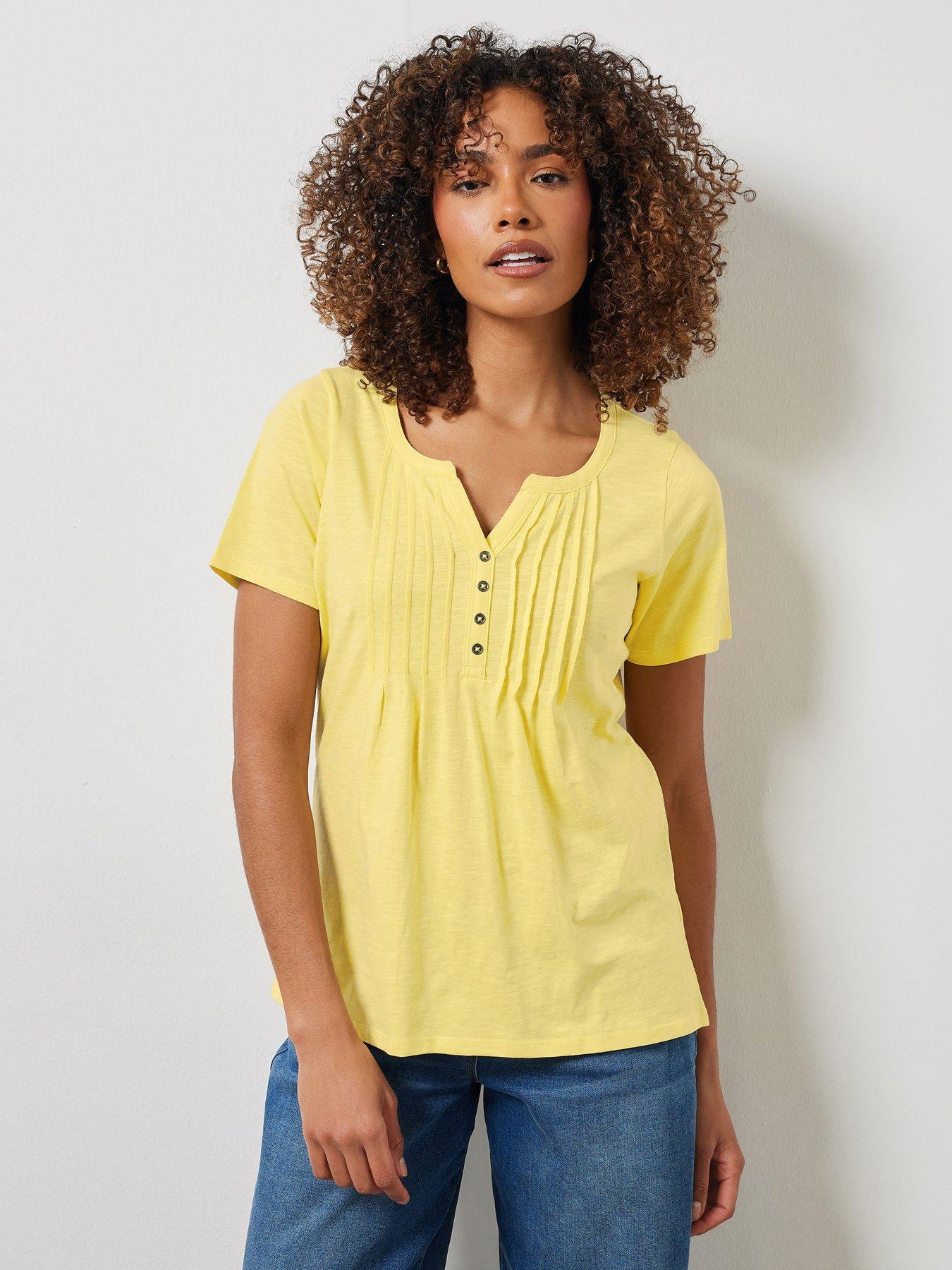 Image of M&Co Short Sleeve Cotton Henley Top - White