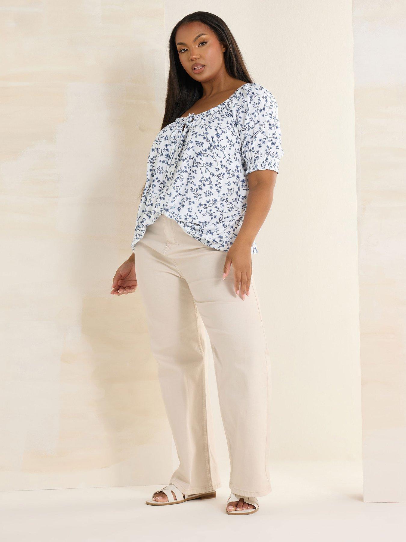 Image 3 of 4 of Yours Curve Gypsy Top - Blue