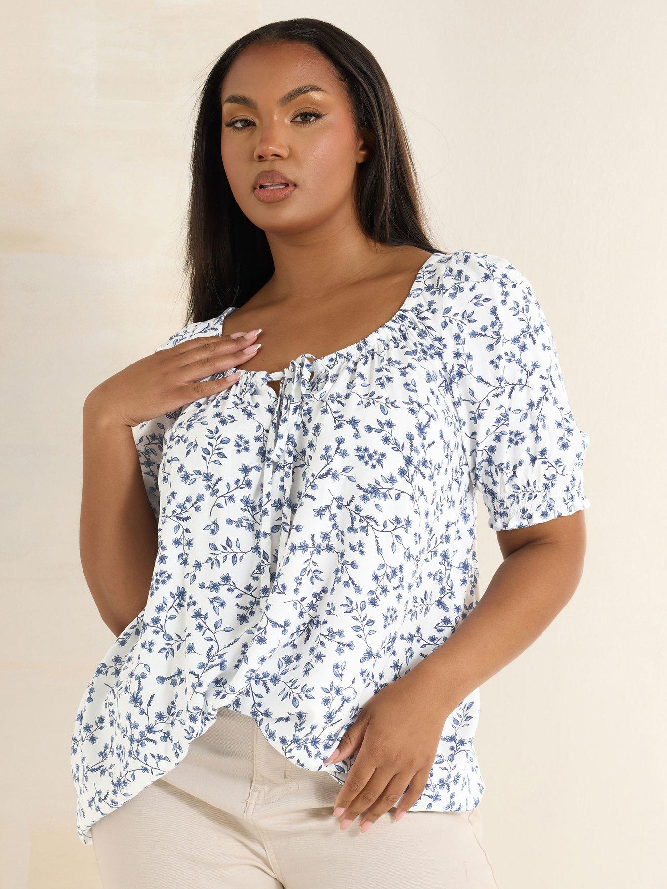 Image 4 of 4 of Yours Curve Gypsy Top - Blue