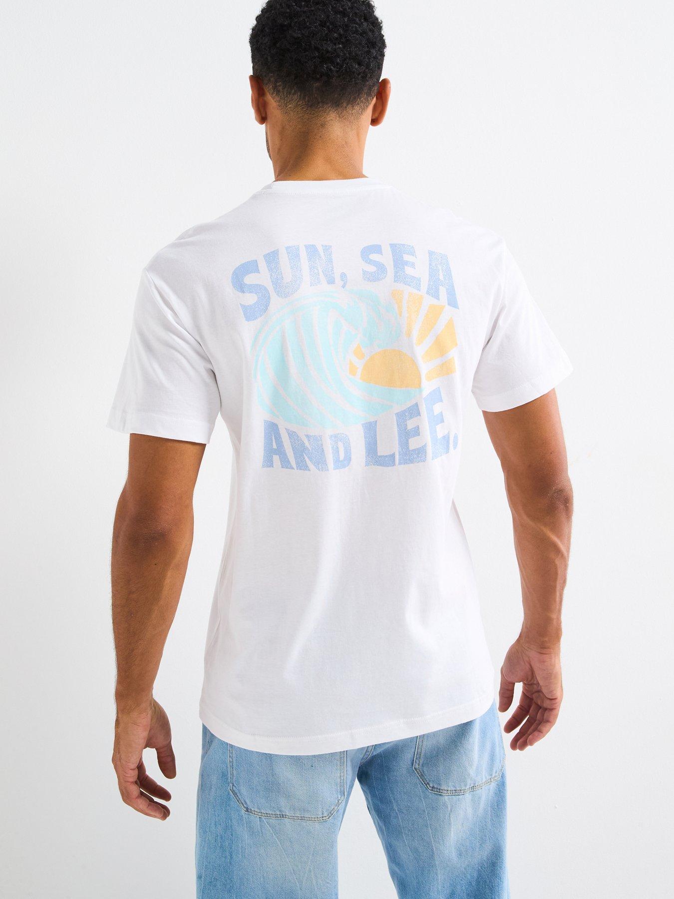 Image 1 of 6 of Lee Short Relaxed Graphic Back Print T-Shirt- White