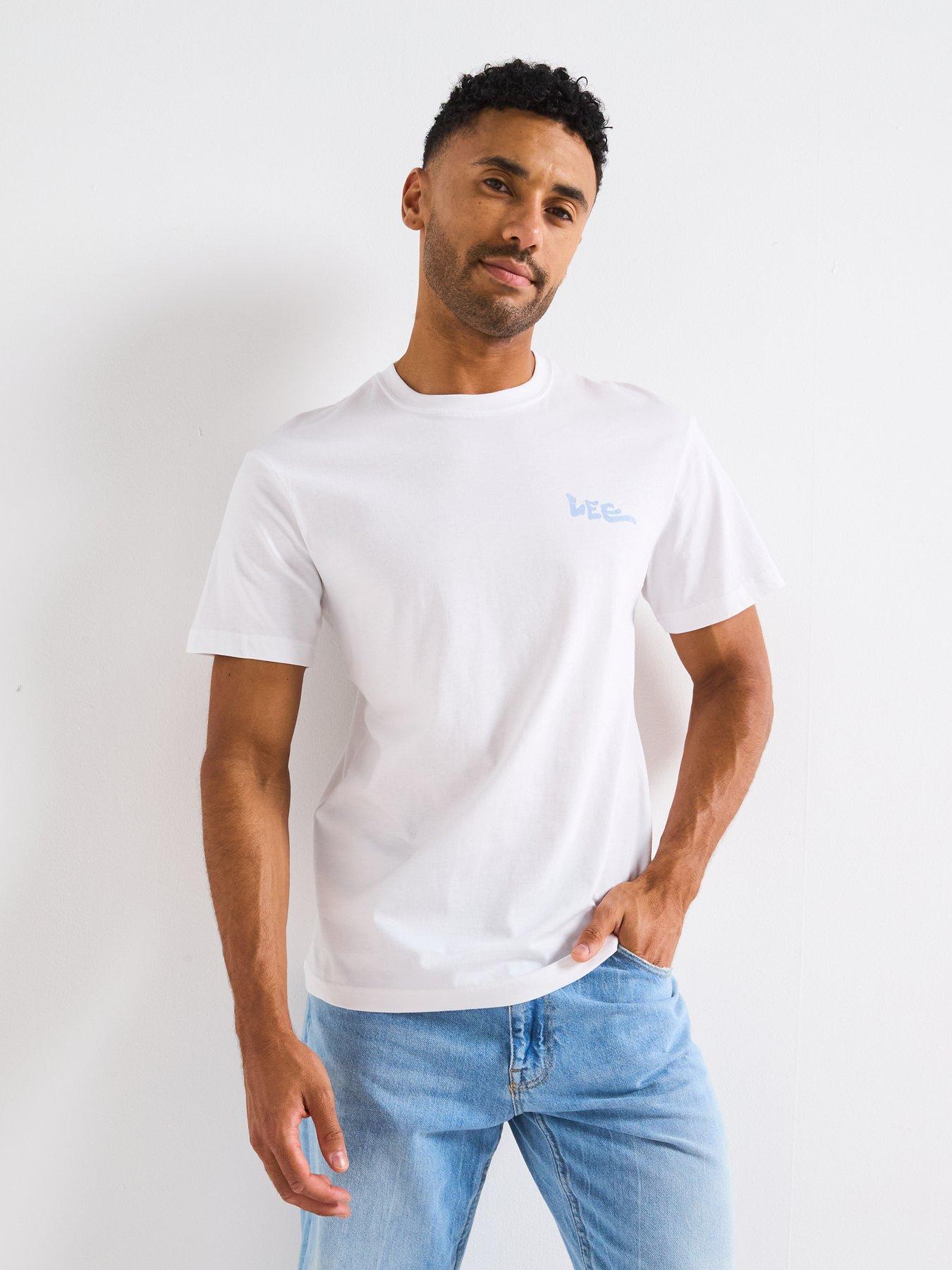 Image 2 of 6 of Lee Short Relaxed Graphic Back Print T-Shirt- White