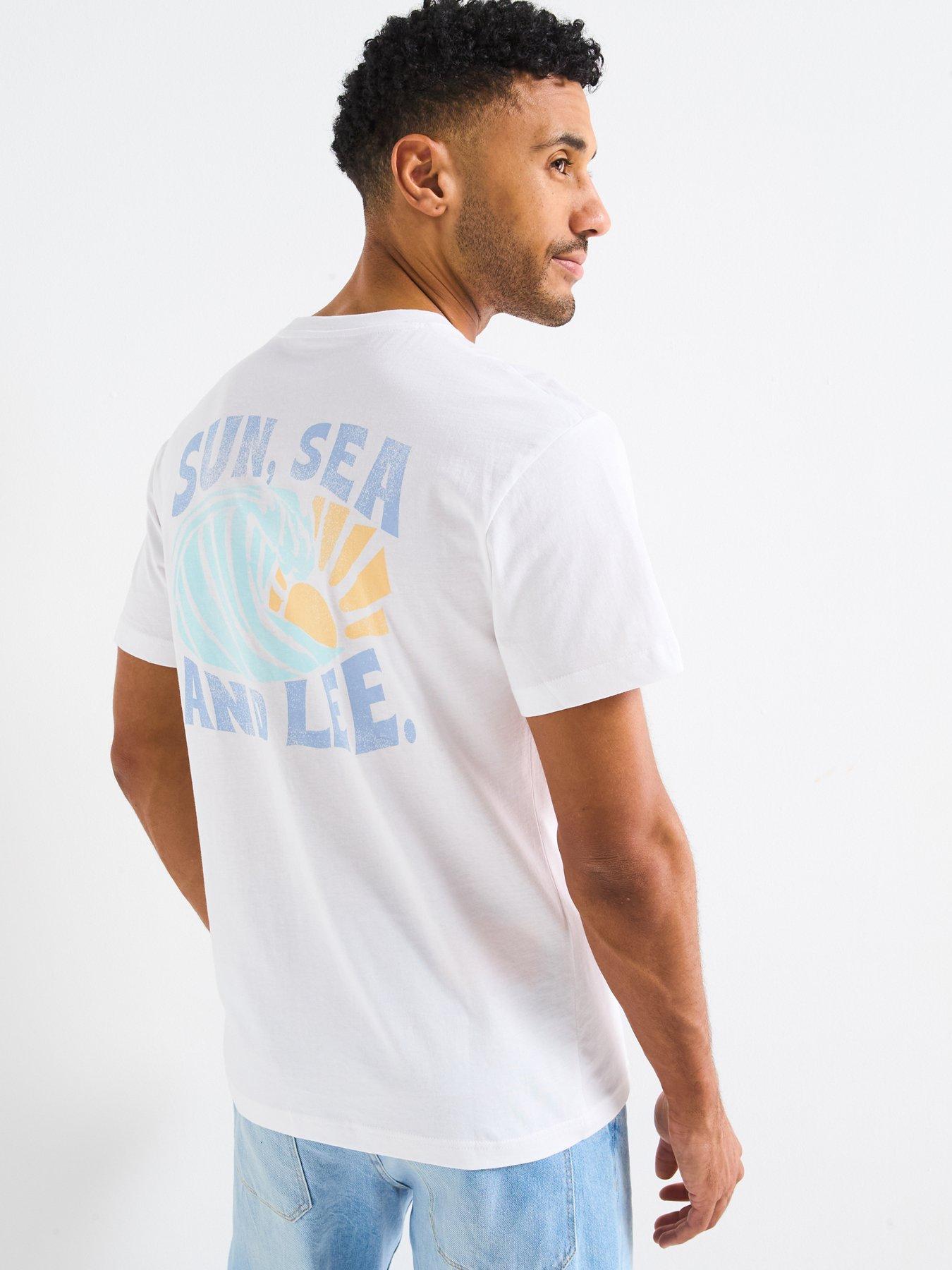 Image 5 of 6 of Lee Short Relaxed Graphic Back Print T-Shirt- White