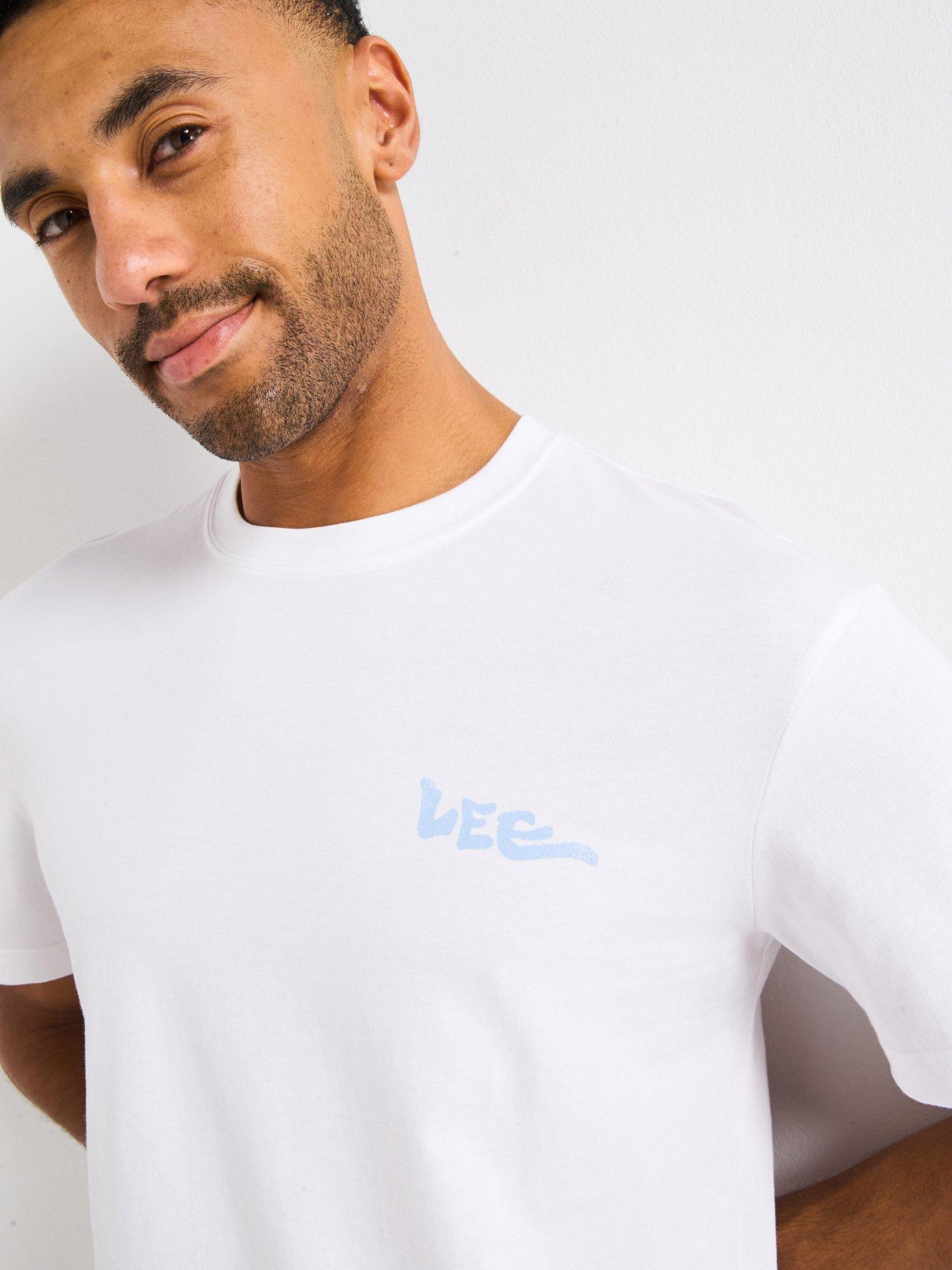 Image 6 of 6 of Lee Short Relaxed Graphic Back Print T-Shirt- White